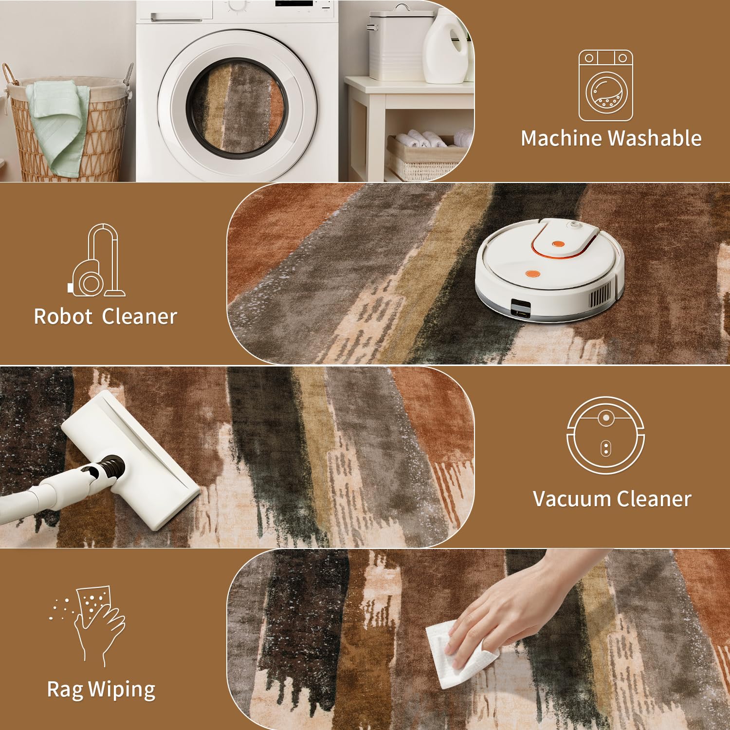 Ciicool Modern Abstract Area Rug, 2x3 Blue White Washable Small Entryway Rugs, Low Pile Non-Slip Kitchen Rug Thin Throw Rugs Roo