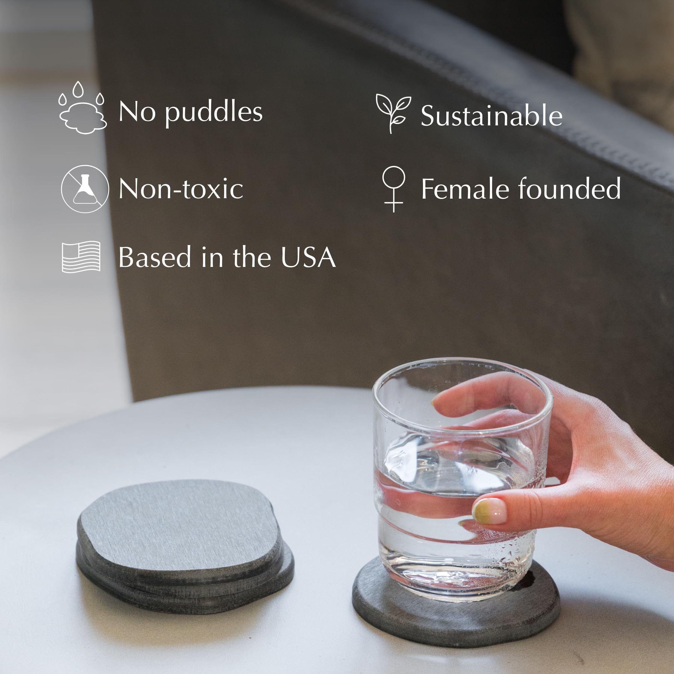 Dorai Home Stone Coaster Set - 4 Stone Coasters With Absorbent Diatomaceous Earth For Instant Drying Round Coasters For Drinks M