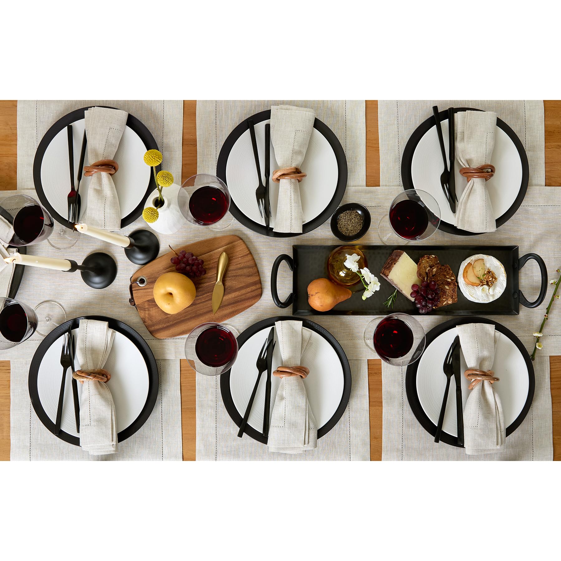 Solino Home Light Natural Linen Table Runner 72 Inches Long - 100% Pure Linen Classic Hemstitch Table Runner 14 X 72 Inch - Mach