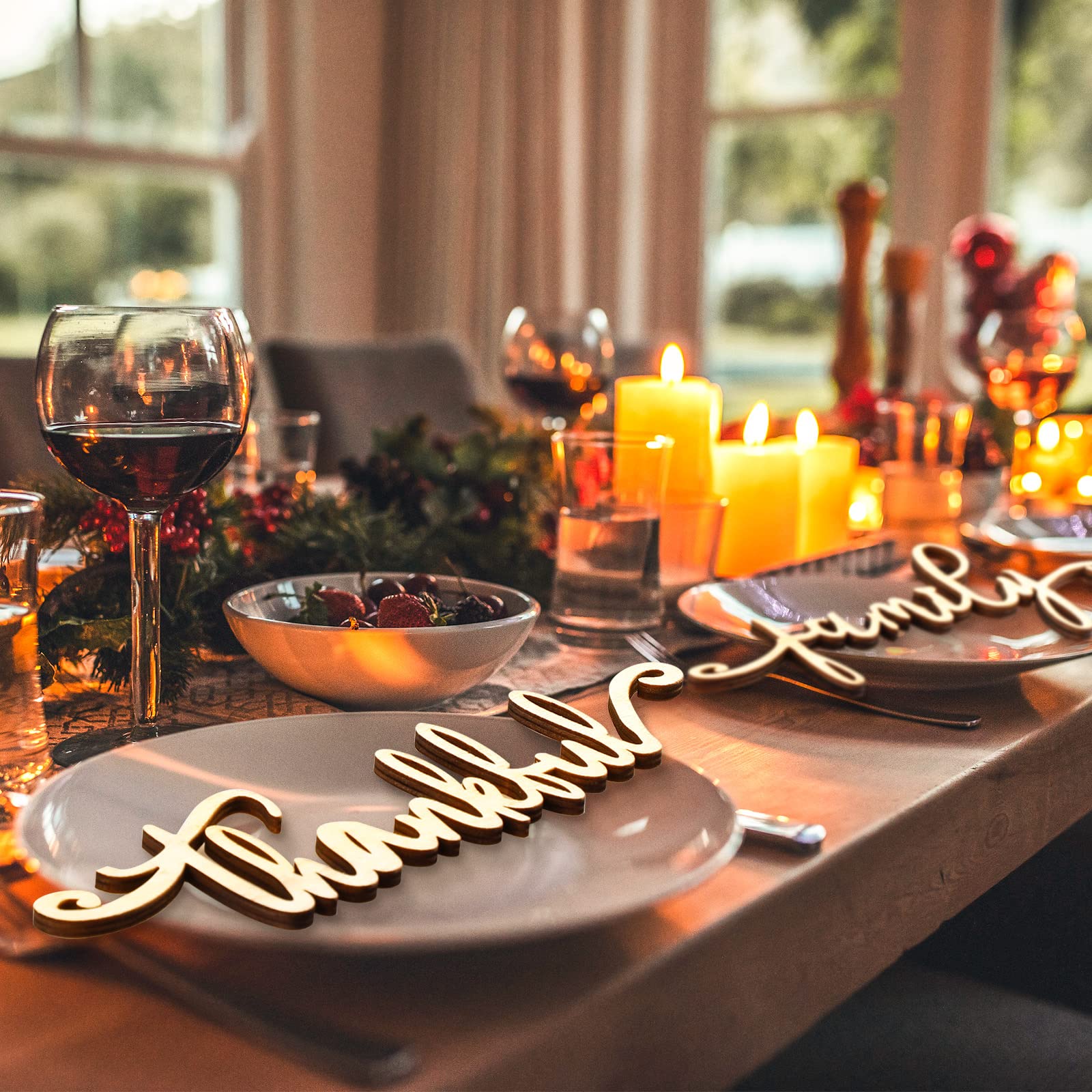 Jetec 20 Pieces Thanksgiving Decor Thankful Grateful Blessed Wood Cutout Sign for Plate Table Wall Decor Rustic Wooden Word Cuto