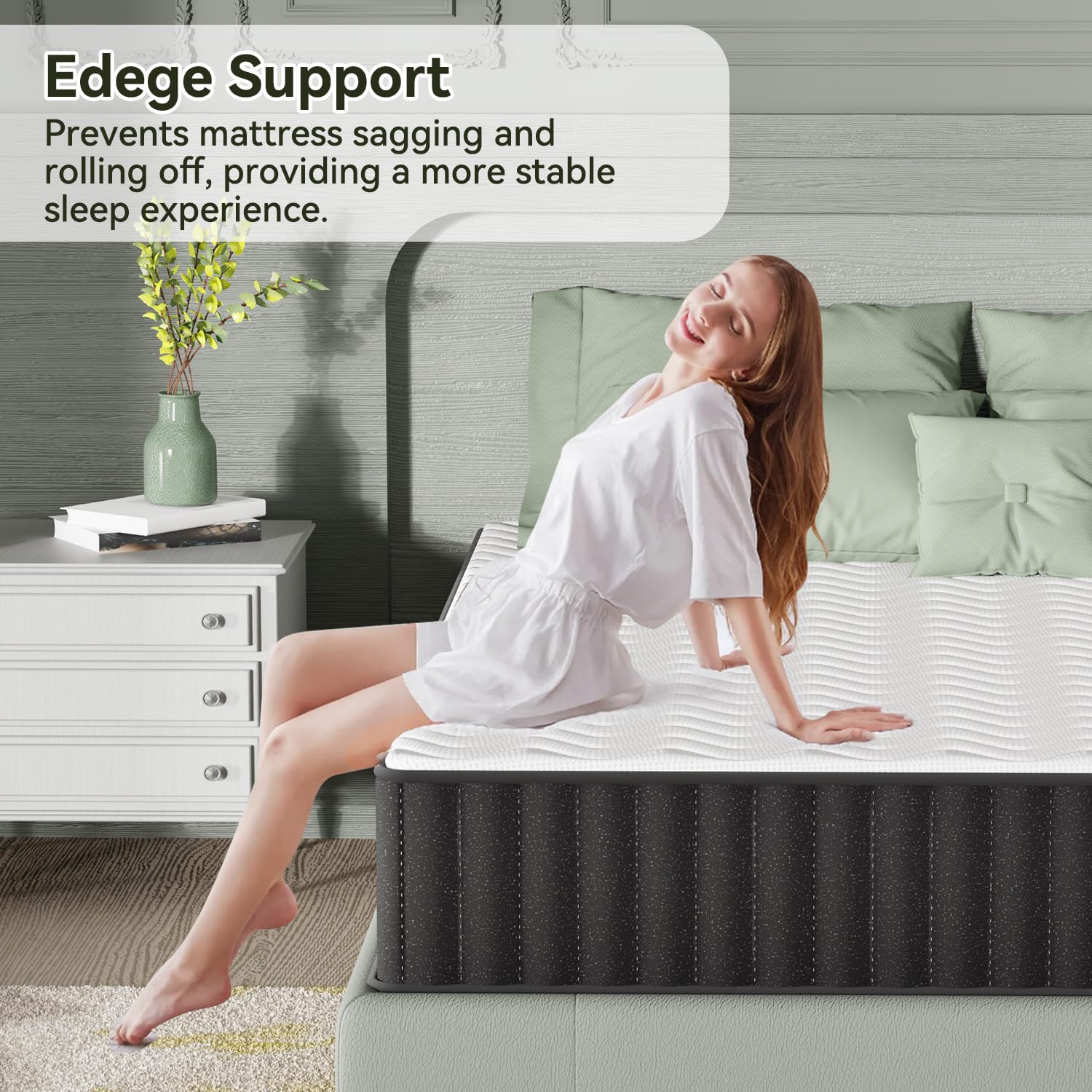 Pengucool 12 Inch King Size Memory Foam Mattress, Charcoal-Infused Cooling Mattress In A Box, Medium Firm For Back Pain Relief,