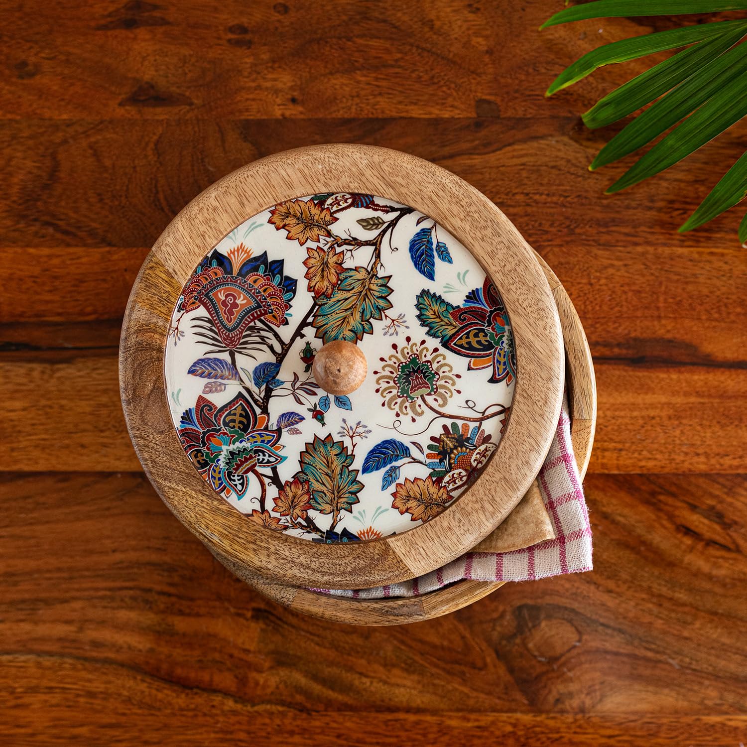 ExclusiveLane Floral Chronicals Chapati Box Indian for Storing Flatbread (8.0 Inch, 36.5 oz) | Tortilla Warmer Holder Bread Co