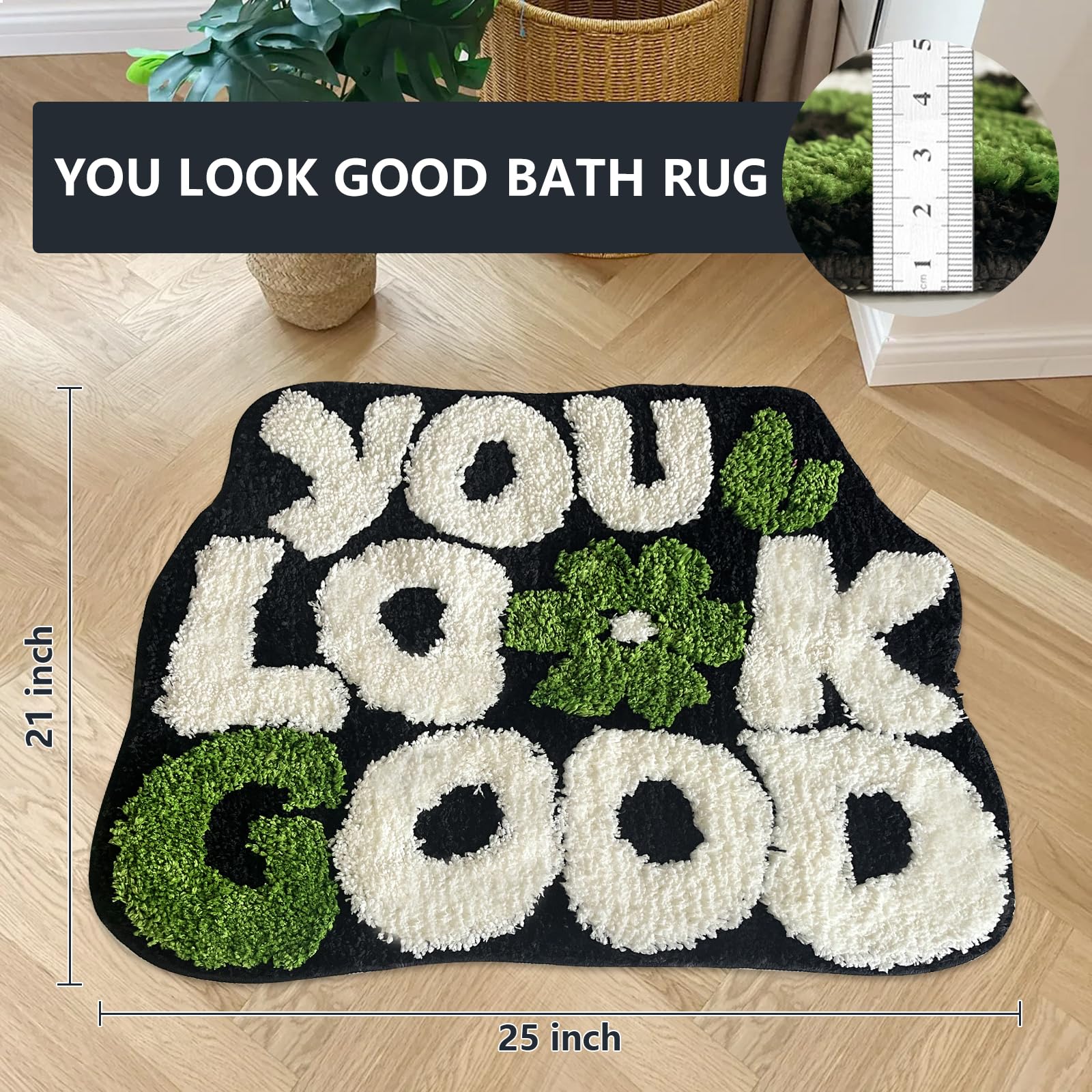 Twwde Aug You Look Good Bath Rug, Fun Bathroom Rug,Black Bathroom Rugs Cool Rugs For Bedroom Non Slip Microfiber Plush Cool Rugs