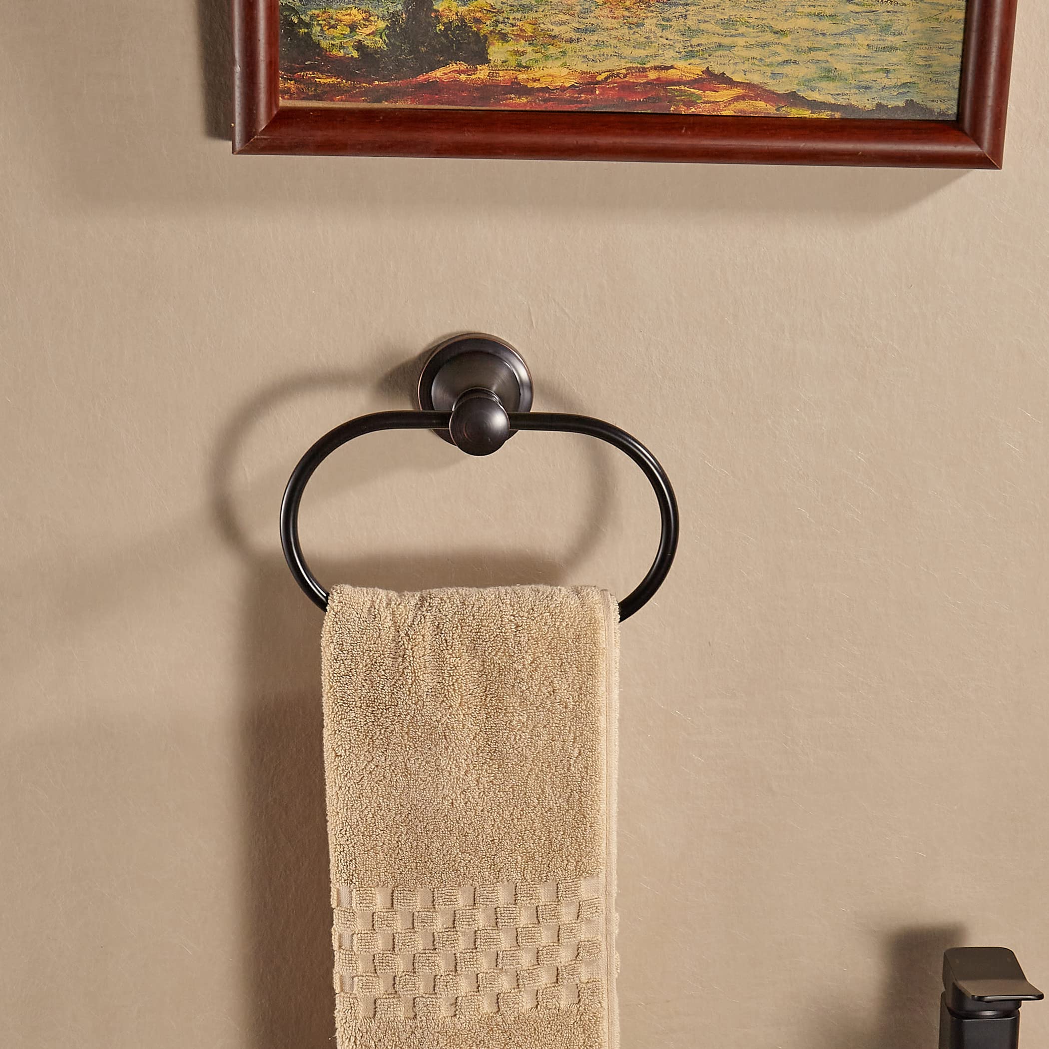 Wolibeer Bronze Towel Holder, Oil Rubbed Oval Hand Towel Ring Wall Mount Farmhouse Towel Hanger Rustic Towel Rack Stainless Stee