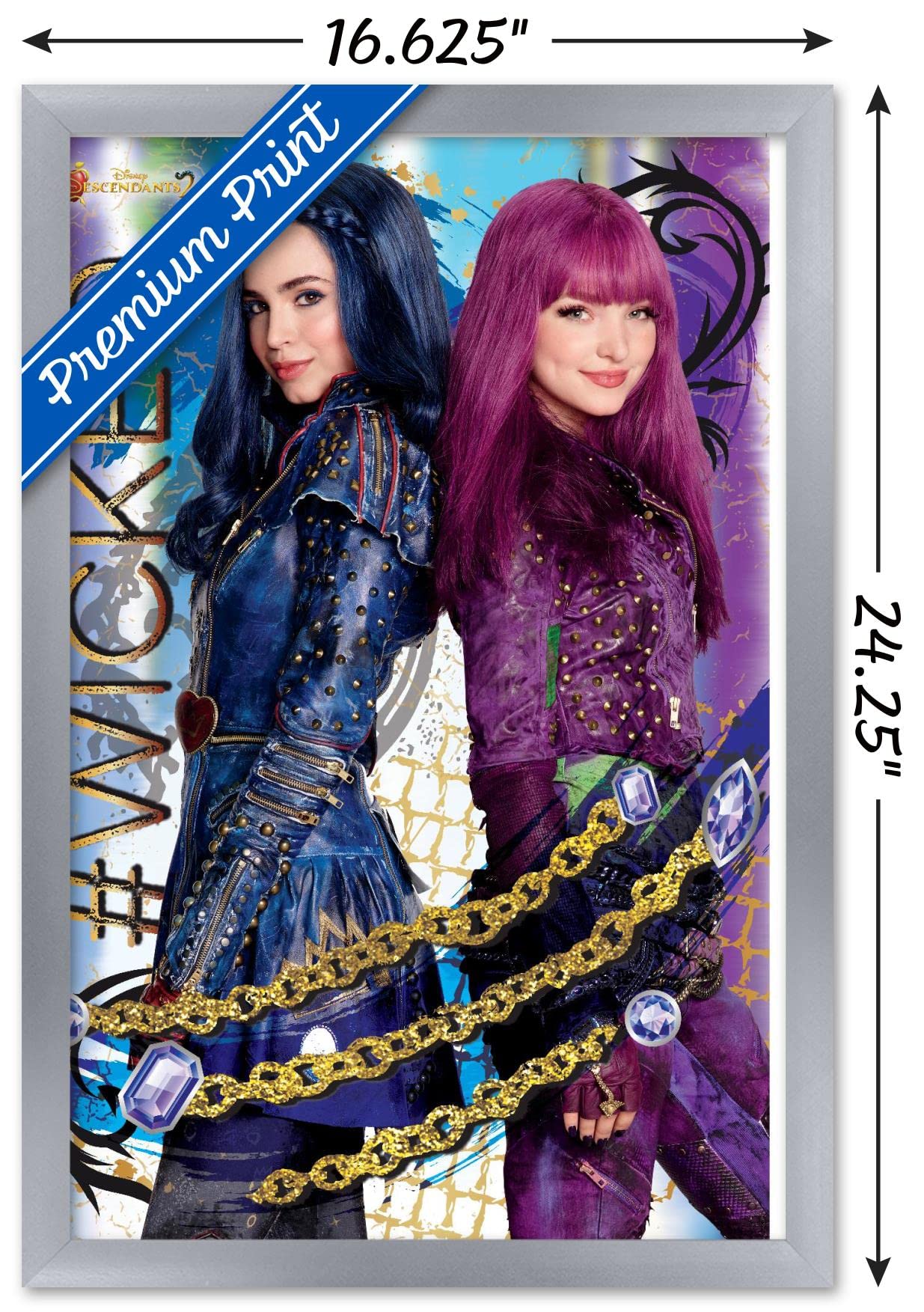 Trends International Disney Descendants 2 - Wicked Wall Poster, 14.725'' X 22.375'', Silver Framed Version