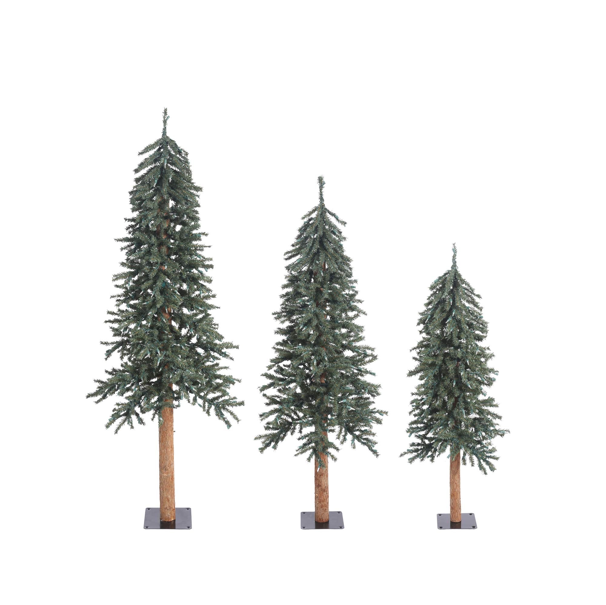 Vickerman 4' 5' 6' Natural Bark Alpine Artificial Christmas Tree Set Unlit - Faux Christmas Tree - Seasonal Indoor Home Decor - 