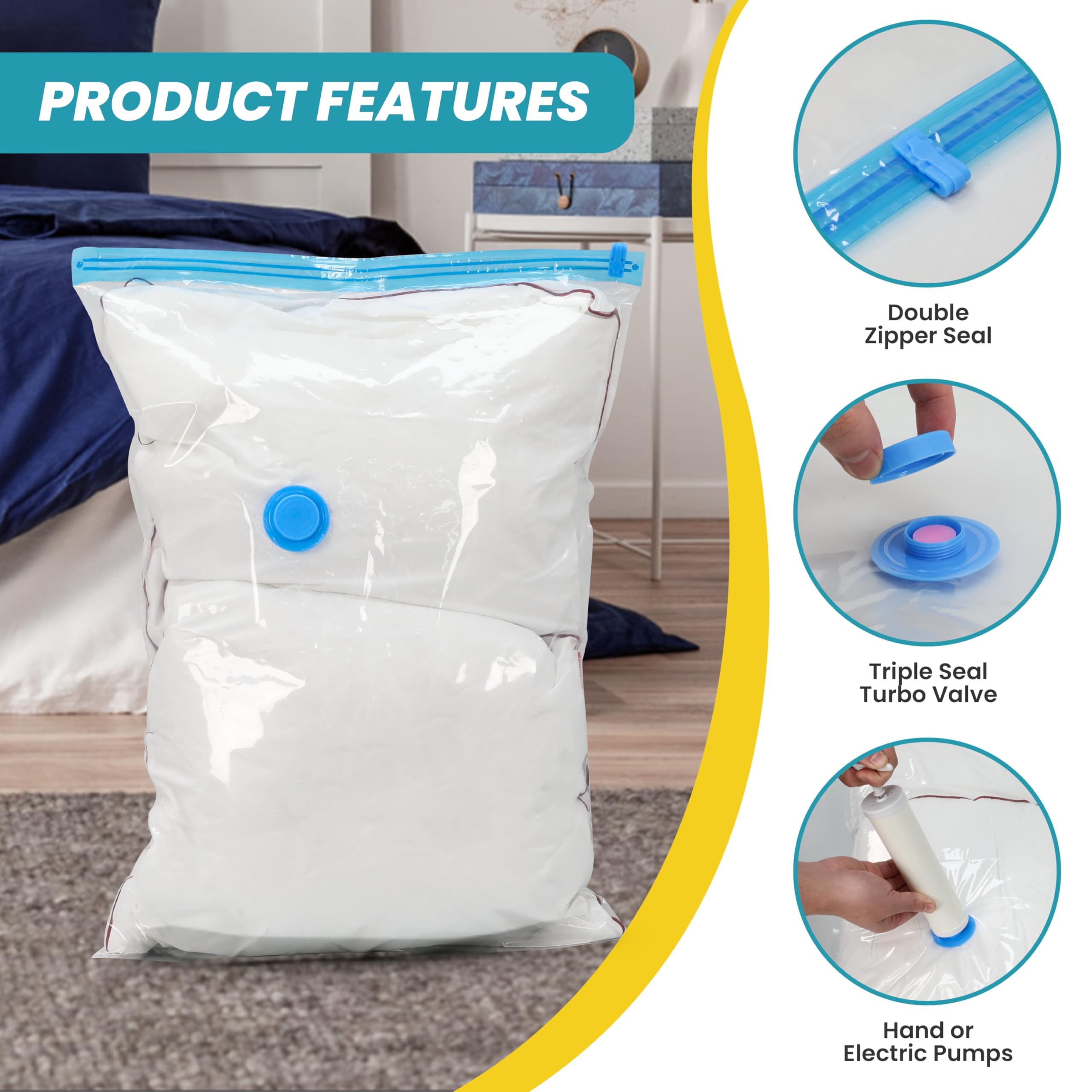 Vacuum Storage Bags, 8-Jumbo Space Saver Vacuum Storage Bags, Vacuum Seal Bags For Clothing, Clothes, Comforters And Blankets