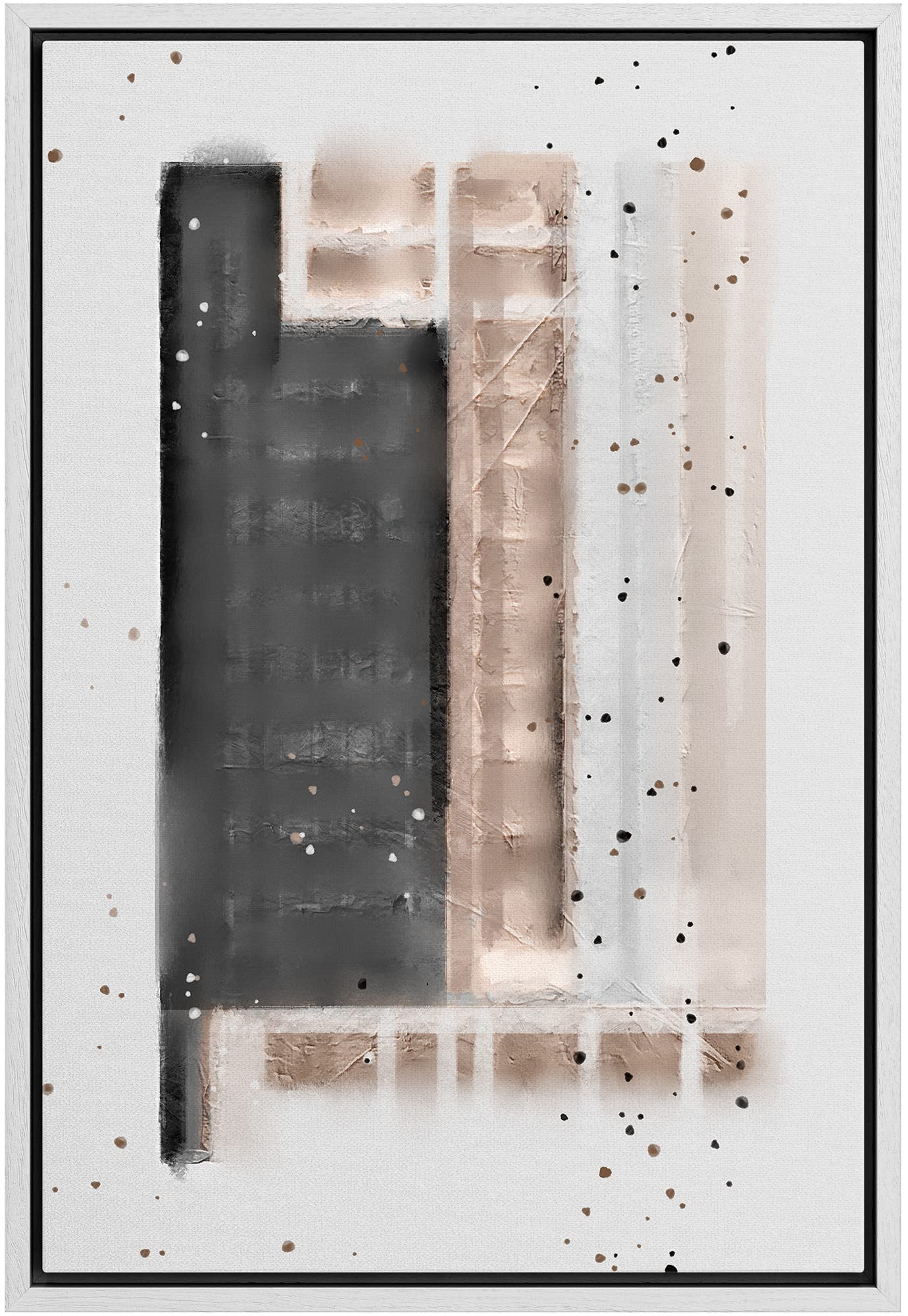 Ashbrook Framed Canvas Print Wall Art Minimalist Brown And Black Square Collage Abstract Shapes Illustrations Modern Contemporar