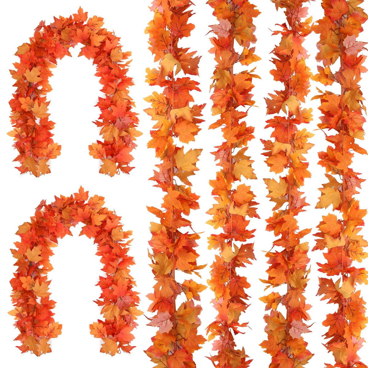 Joyhalo 6 Pack Fall Garland - Fall Leaves Garland,Fall Leaf Garland,Autumn Maple Leaf Garland Hanging Vine Outdoor Fall Decor Fo