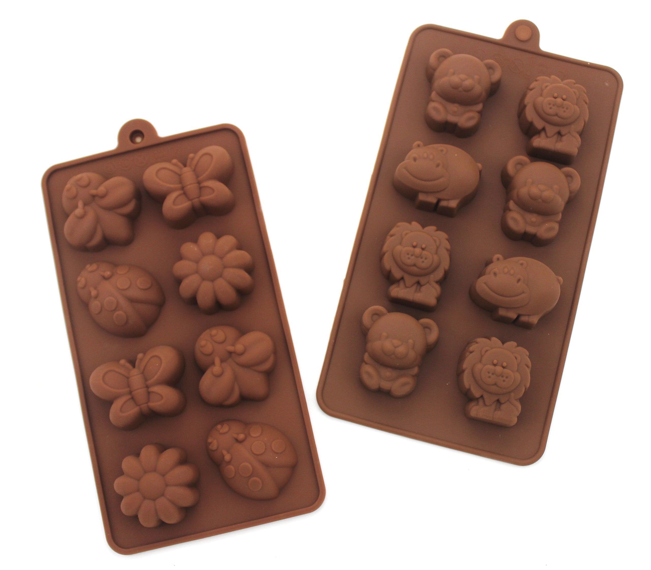 Non-stick Candy Jelly Molds  Chocolate Molds  Soap Molds  Silicone Baking Molds - Forest Cute Theme Happy Bear  Lion  Hippo - More Fun  Toy Kids Set  Set of 2 (Animal)