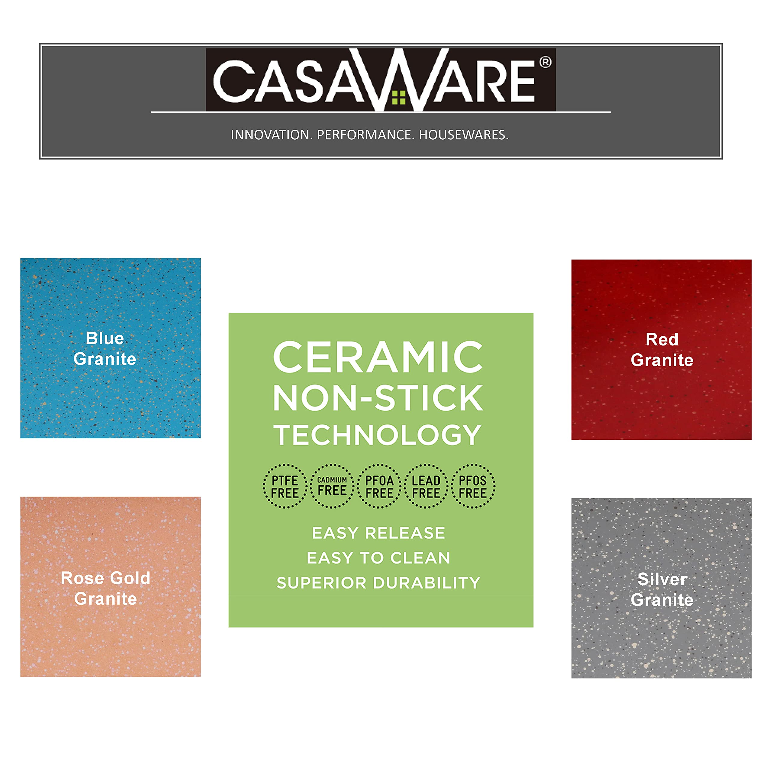 casaWare Ceramic Coated NonStick Lasagna/Roaster Pan 13 x 10 x 3-Inch (Silver Granite)