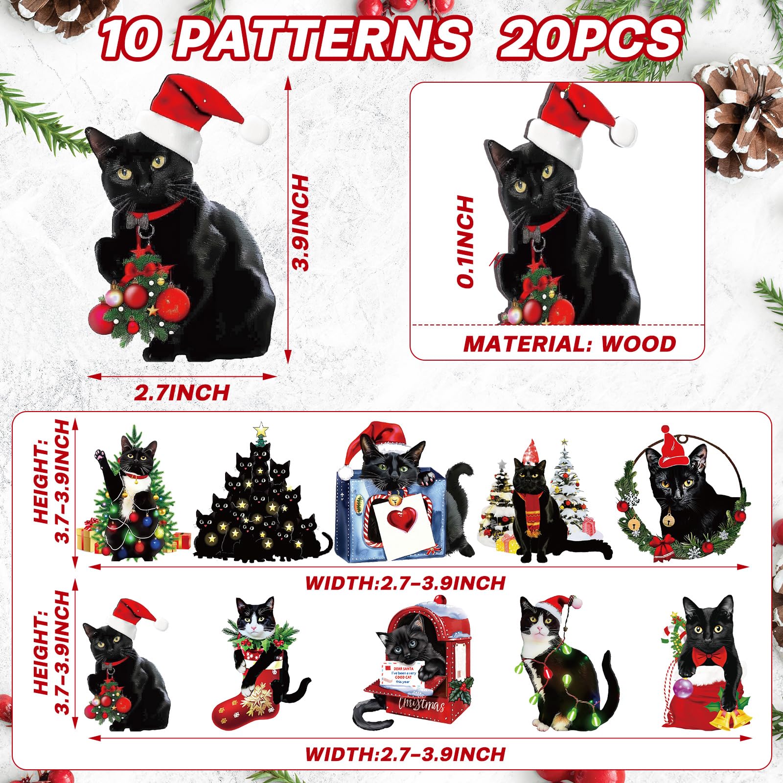 Vercraft 20 Pcs Halloween Wooden Hanging Ornaments Halloween Tree Decorations Gittler Ghost Skull Bat Hanging Cutouts with Ropes