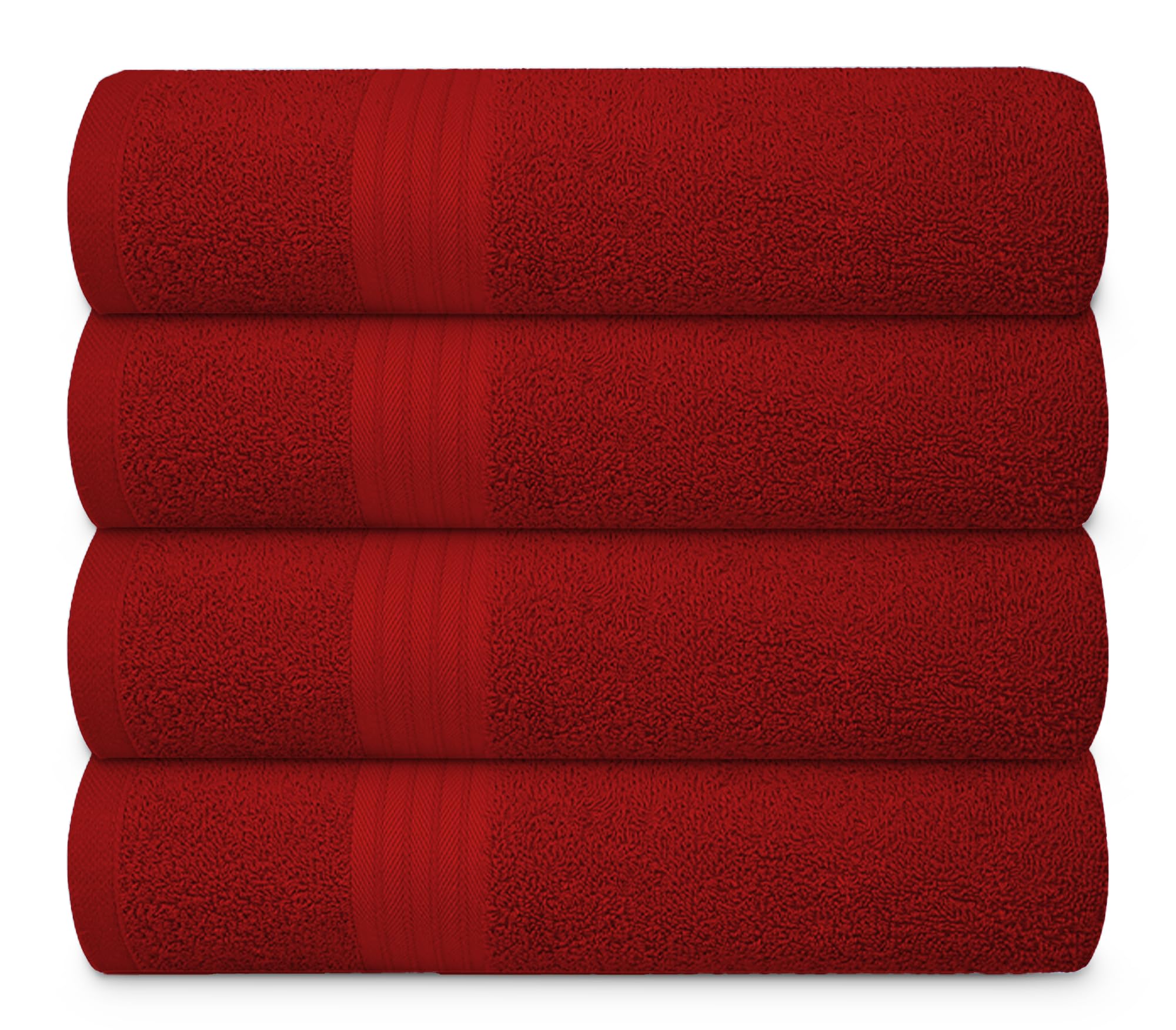 Textila 100% Cotton Large Bath Towels - 27X54 (4-Pack, Burgundy) - Highly Absorbent, Super Soft, And Luxurious For Bathroom, Poo