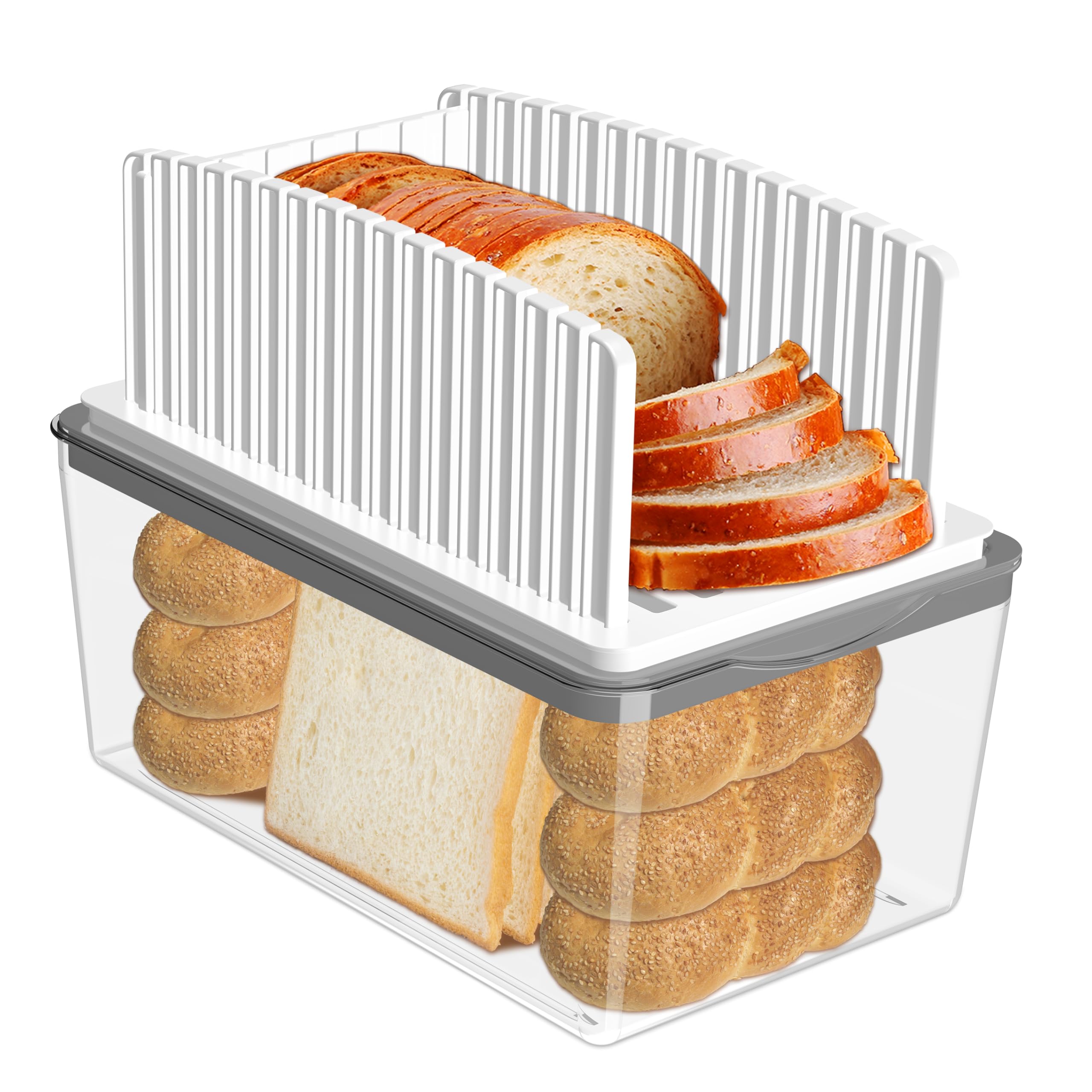 Upgrade Bread Slicer For Homemade Bread With Bread Box, Bread Slicing Guide Adjustable Width, Foldable And Compact Cutting Guide