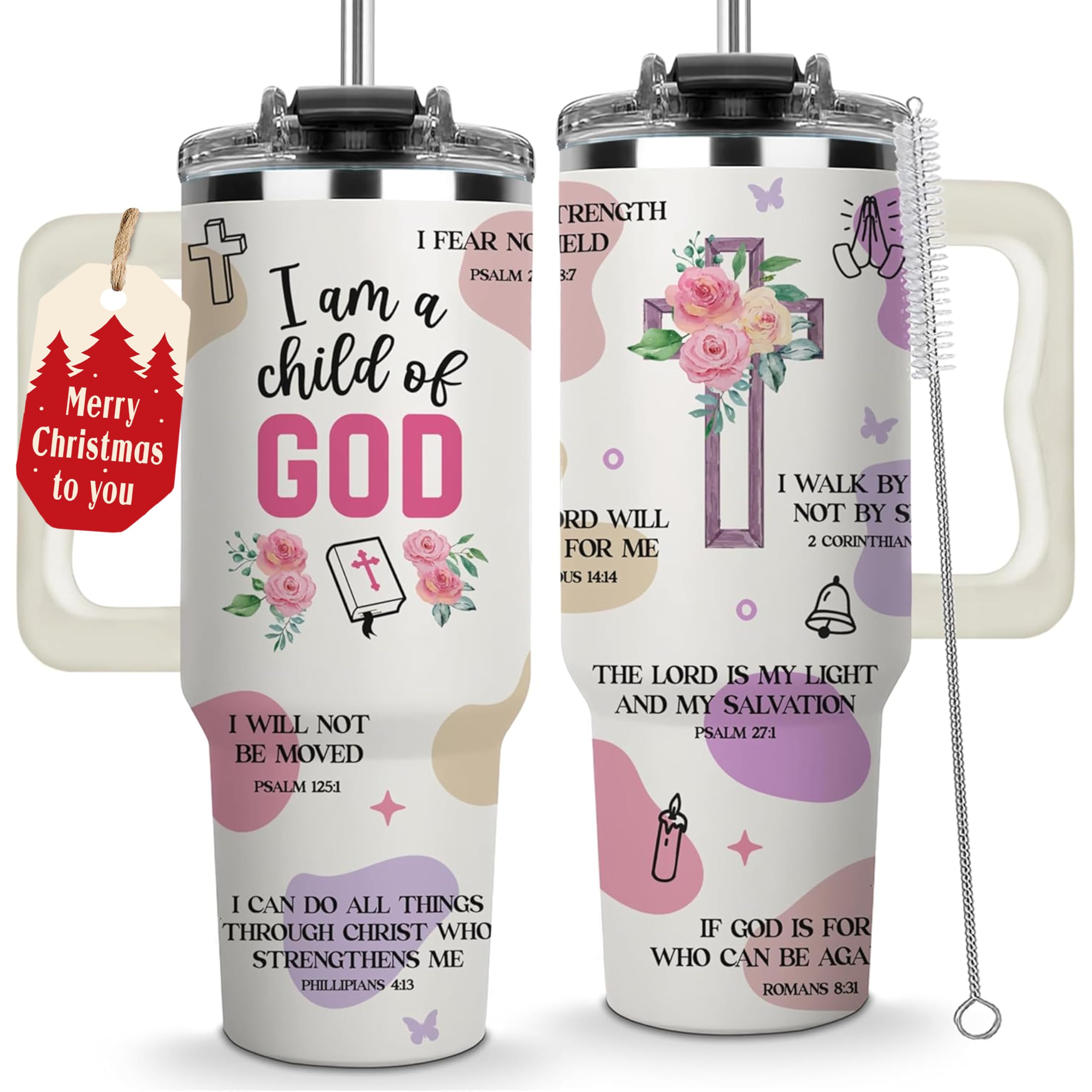 LIERIE8888 Christian Gifts For Women, Child of God Tumbler, Inspirational Religious Faith Cup, Bible Verse Mug, Baptism Confirma