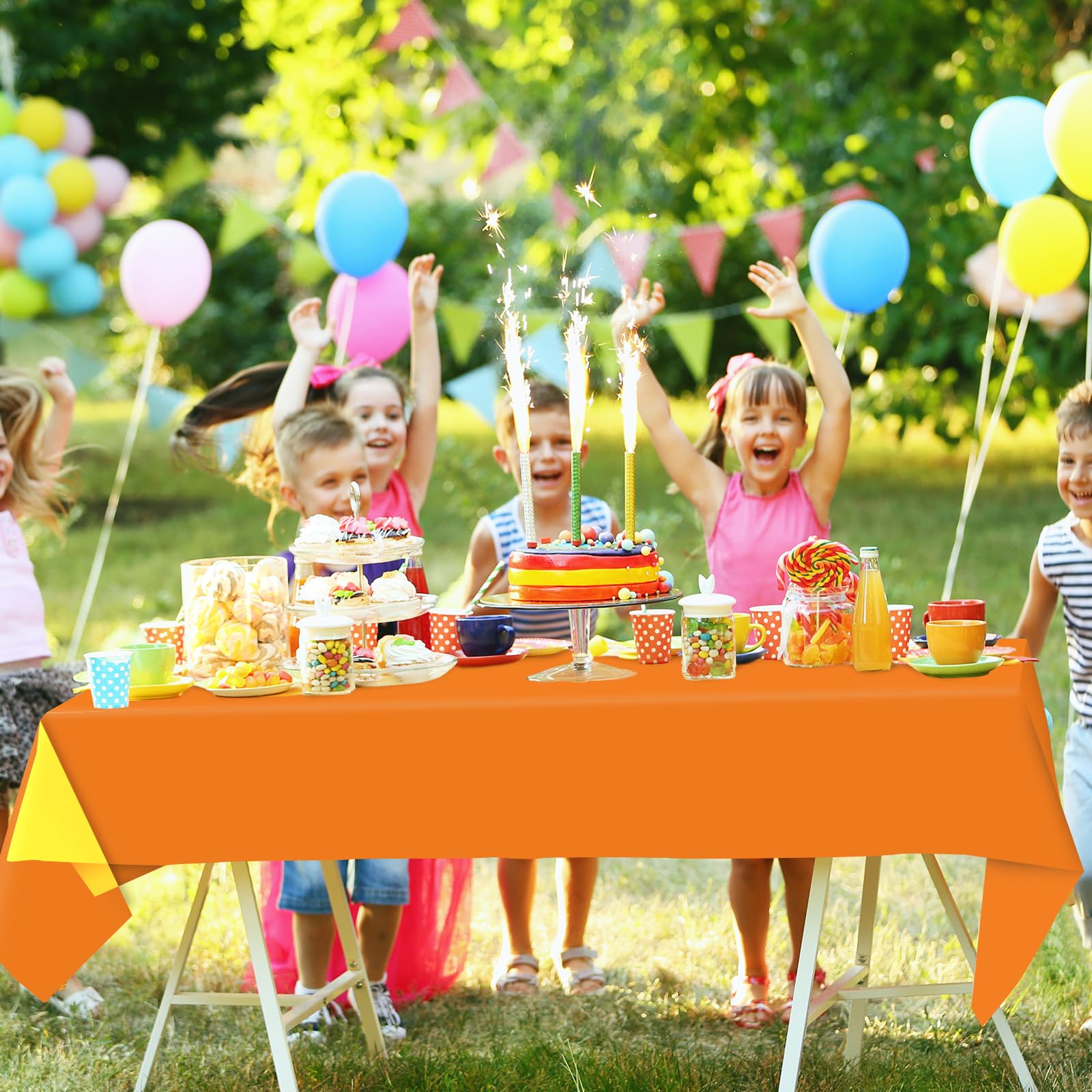 Whaline 16Pcs Fall Plastic Tablecloth Pink Orange Rectangle Table Cover 4 Colors Waterproof Table Cloth for Autumn Thanksgiving