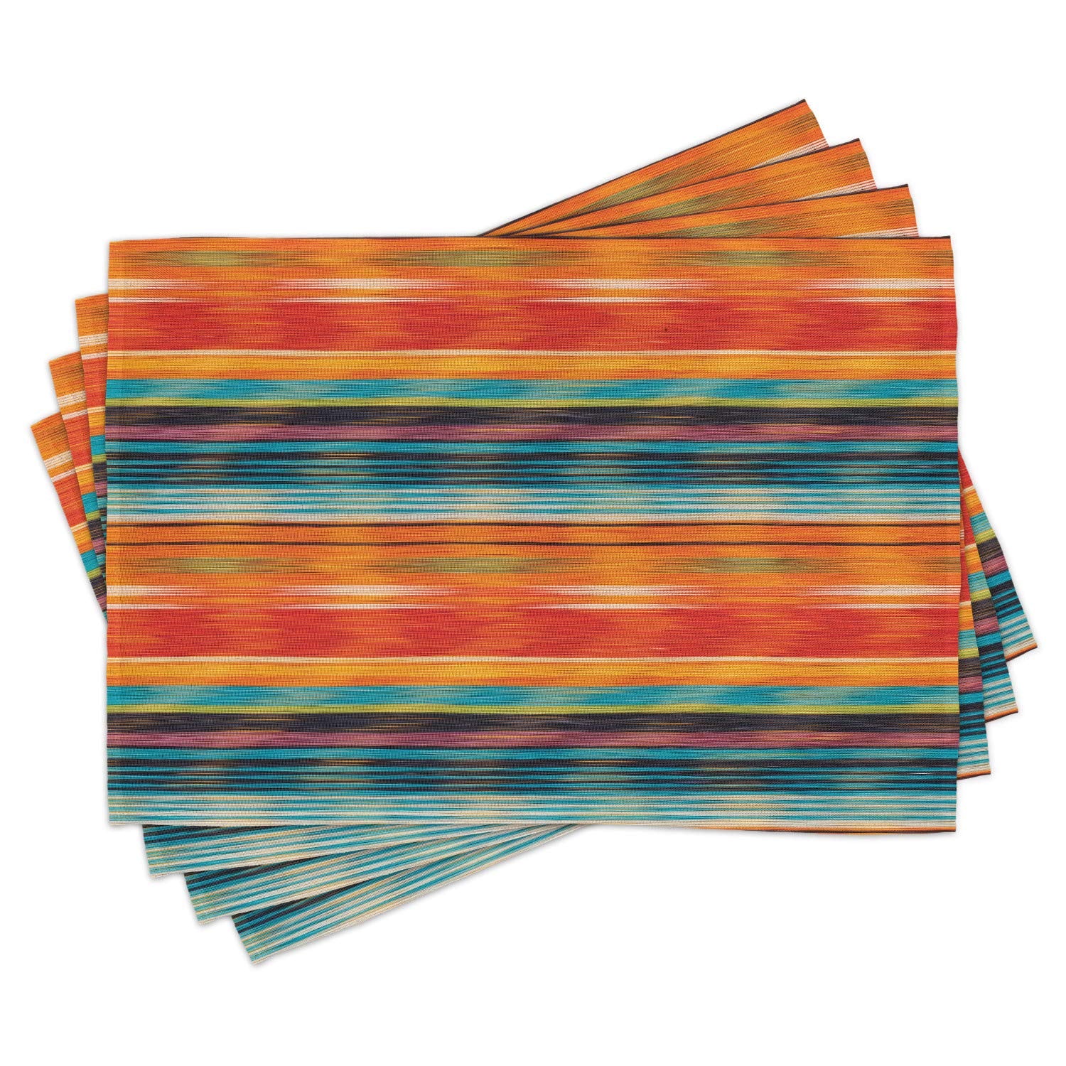 Lunarable Mexican Place Mats Set Of 4, Abstract Vibrant Vintage Aztec Motif Gradient Blurred Lines Ecuador Crafts Image, Washabl