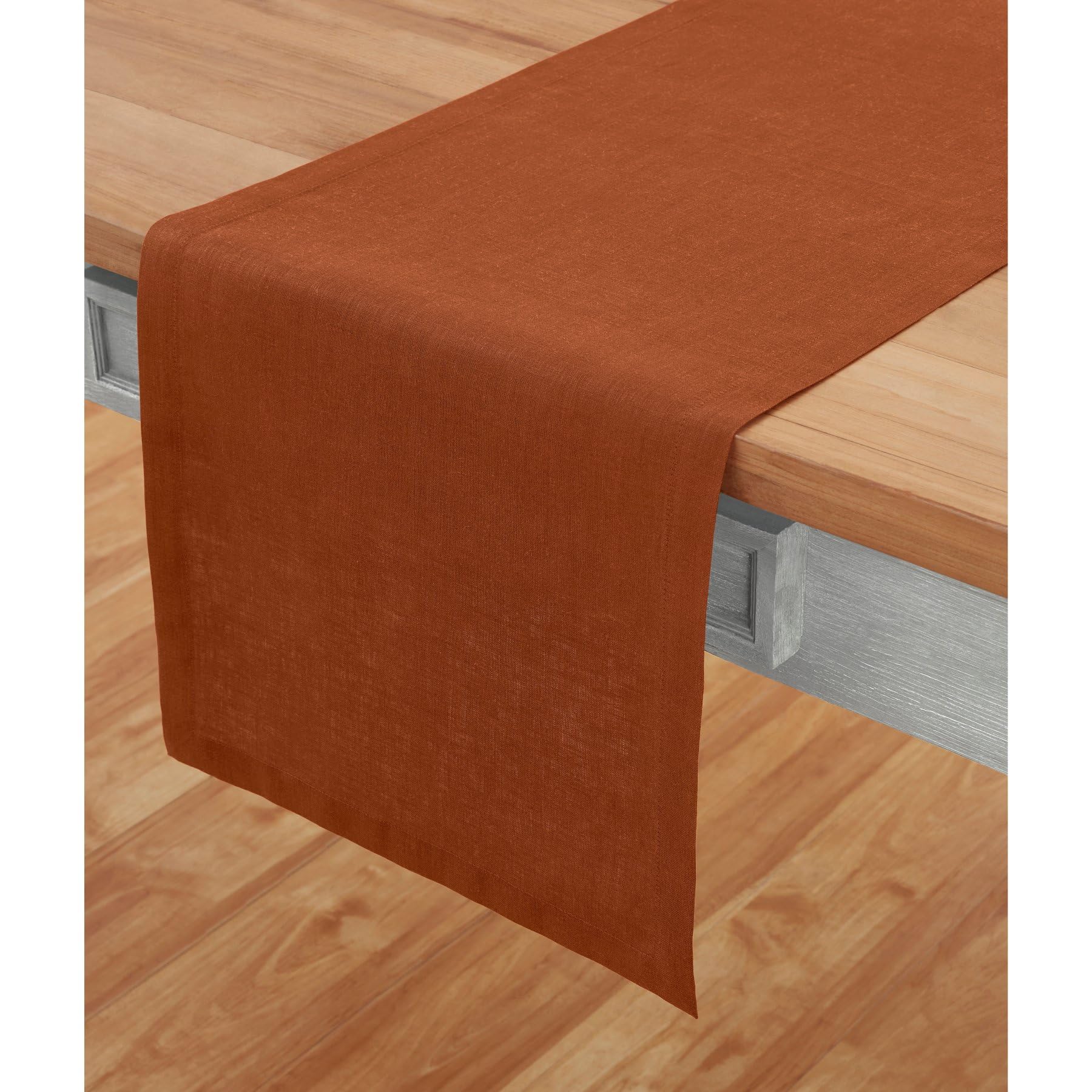 Solino Home Linen Cinnamon Table Runner 36 Inch - Fete, 100% Pure Linen Short Table Runner 14 X 36 Inch Ideal For Dresser And Co