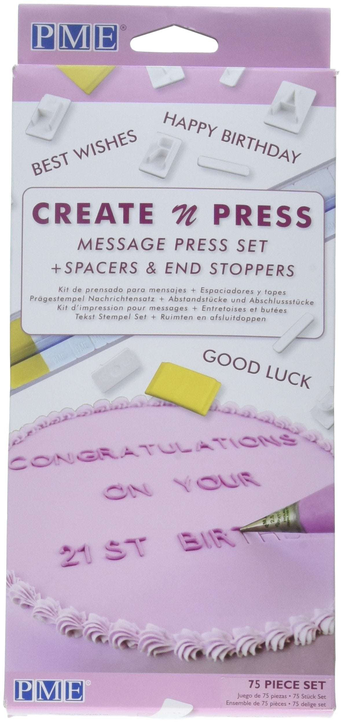 Pme Message Press Set For Cake Decorating, Standard, White
