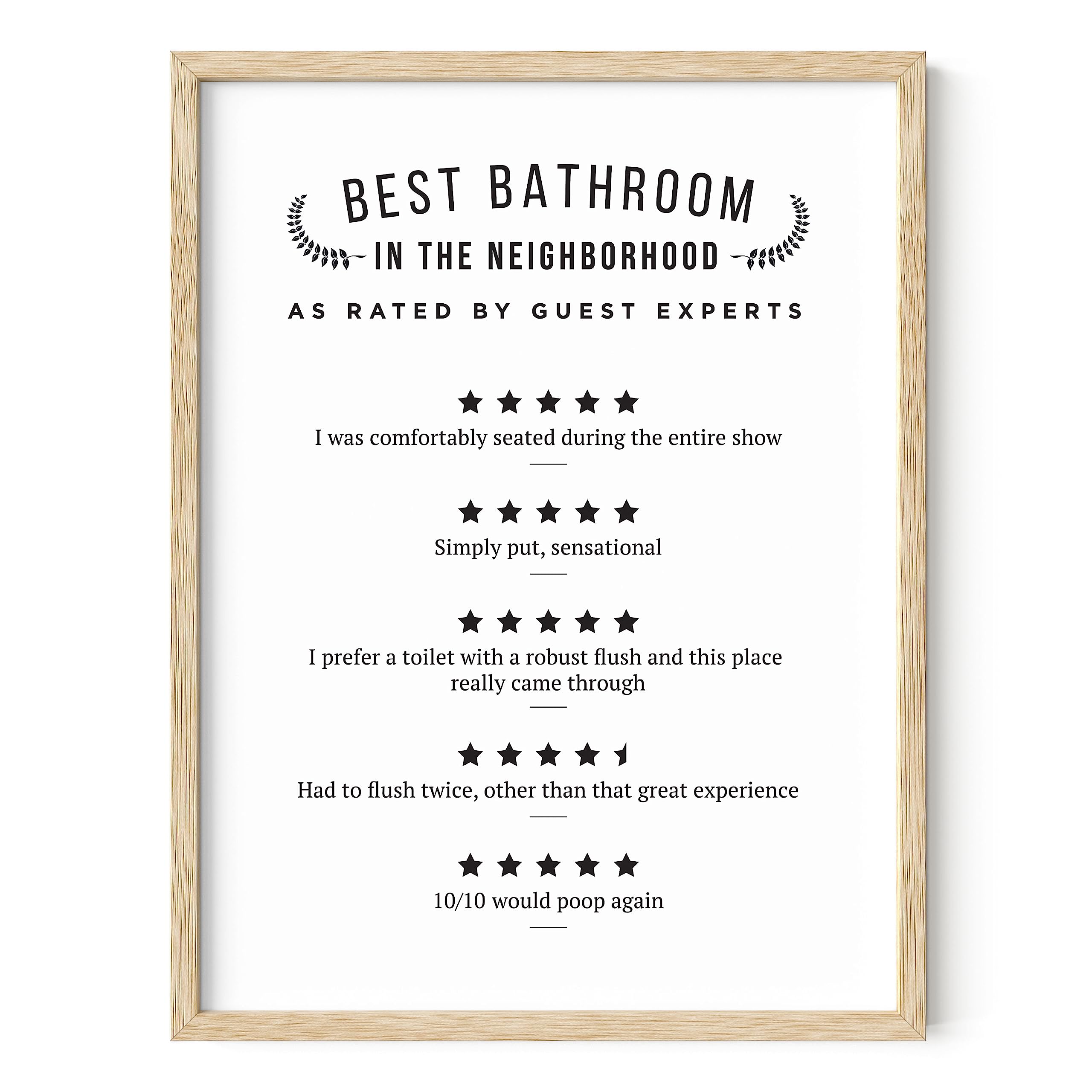 Haus And Hues Funny Bathroom Decor & Bathroom Print Funny Bathroom Signs Decor Funny Toilet Signs  Bathroom Review Sign Wall Art