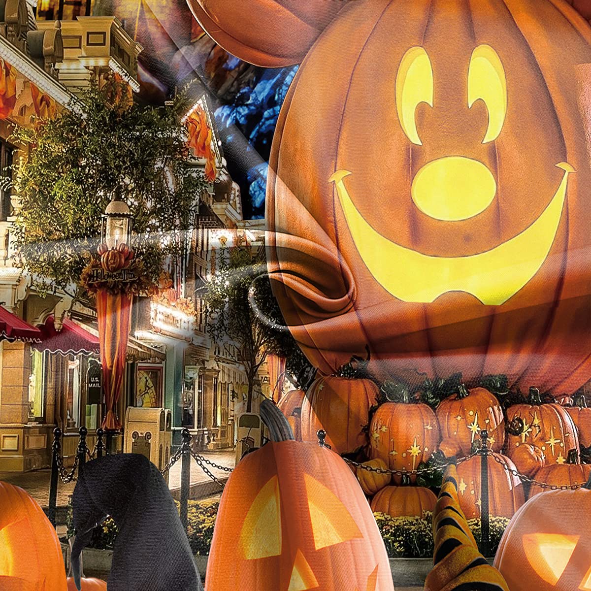 Dephoto Halloween Shower Curtain For Bathroom Kids Cartoon Pumpkin Wizard Hat Moon Castle Star Street Lamp Poliester Fabric Deco