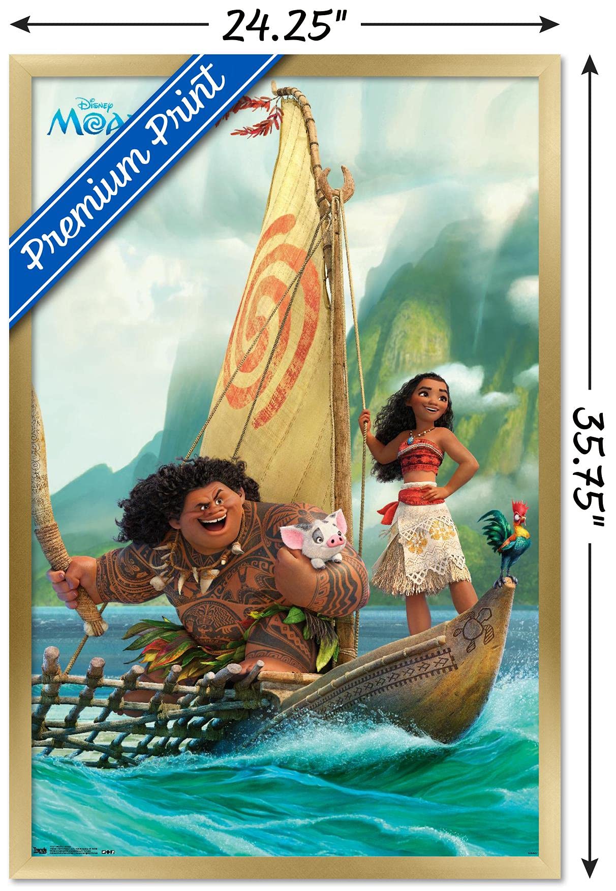 Trends International Disney Moana - Group Wall Poster, 22.37'' X 34.00'', Gold Framed Version