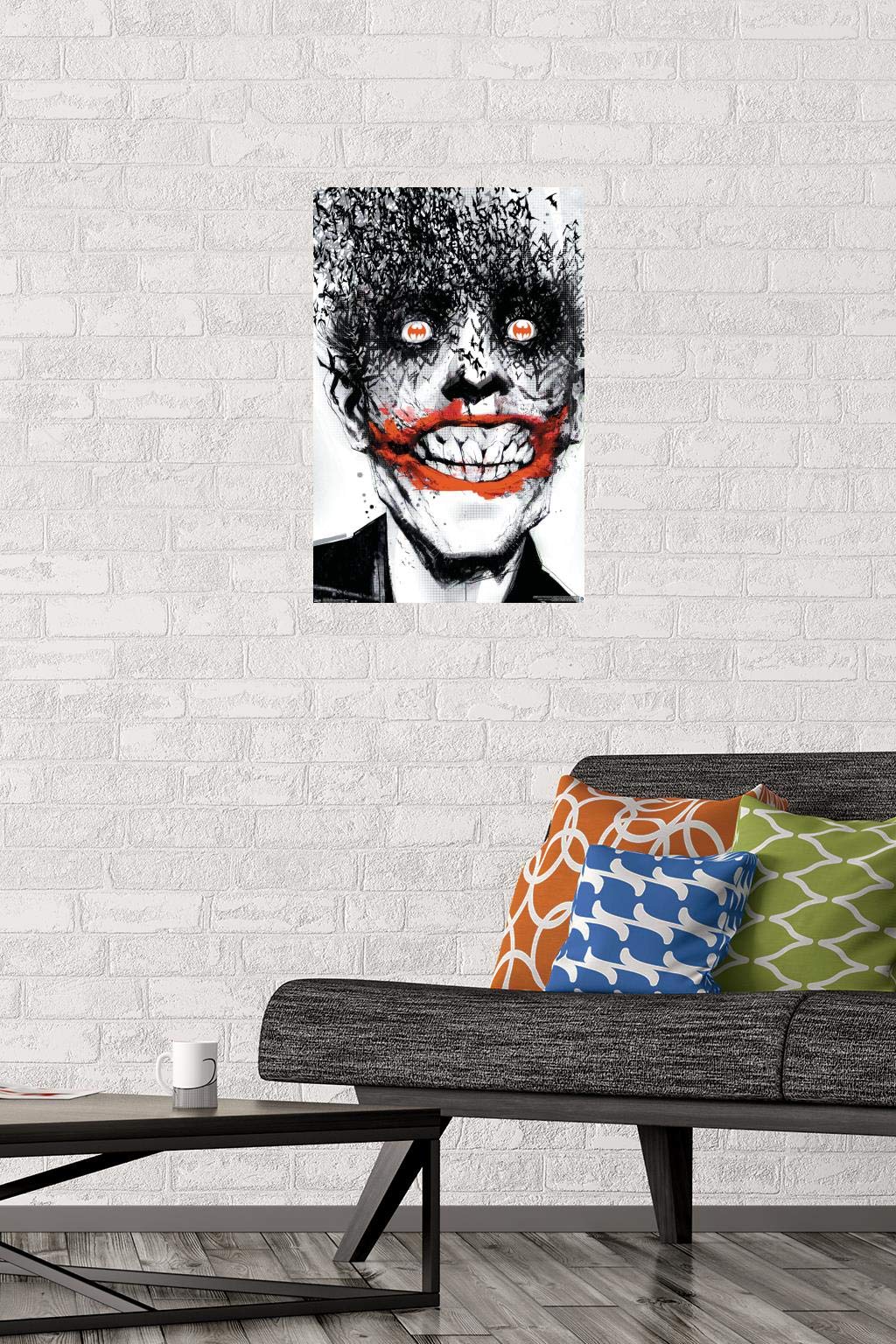 Trends International Dc Comics - The Joker - Bats Wall Poster, 14.725'' X 22.375'', Premium Poster & Mount Bundle