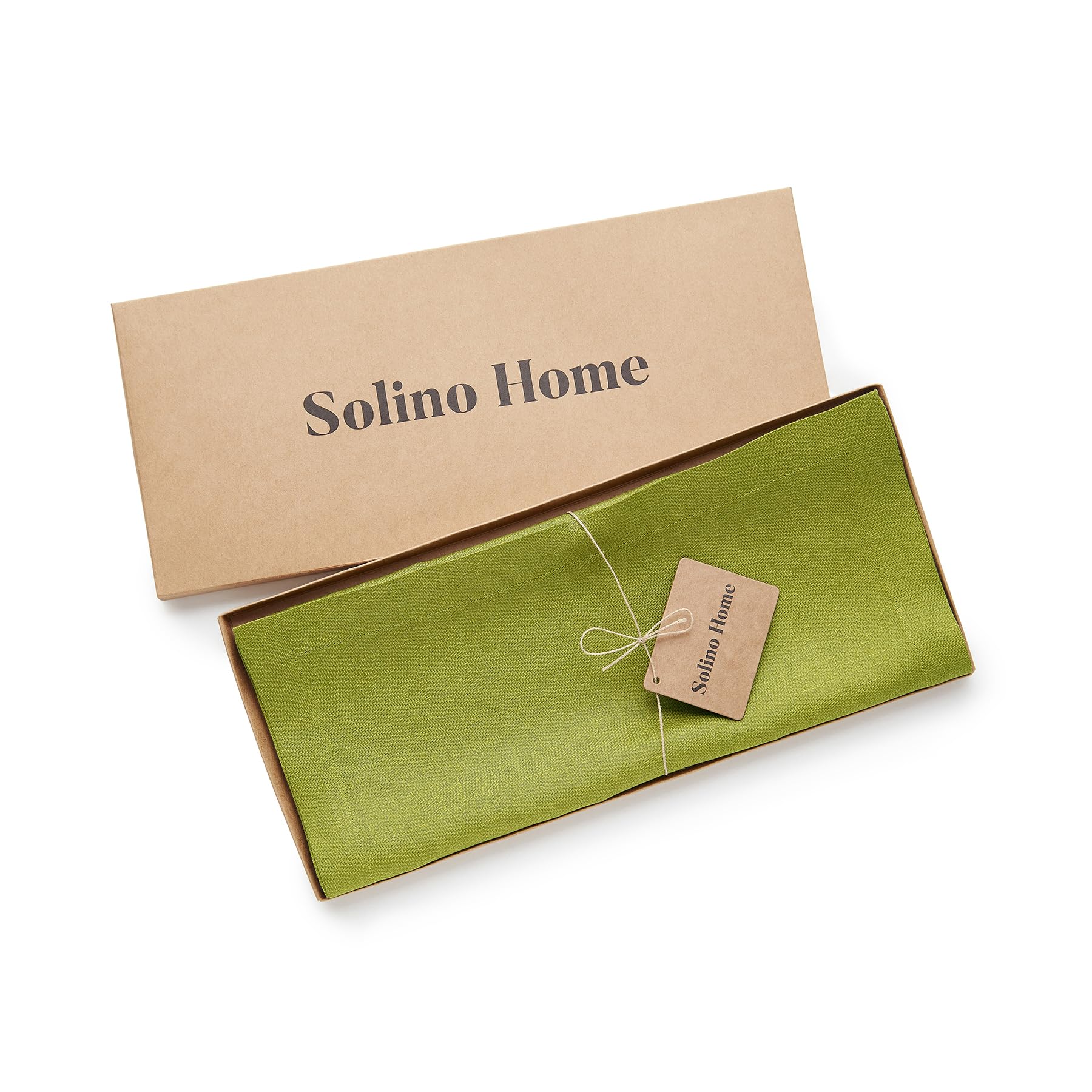 Solino Home Linen Avocado Table Runner 108 Inches Long - Fete, 100% Pure Linen Dining Table Runner 14 X 108 Inch Ideal For Weddi