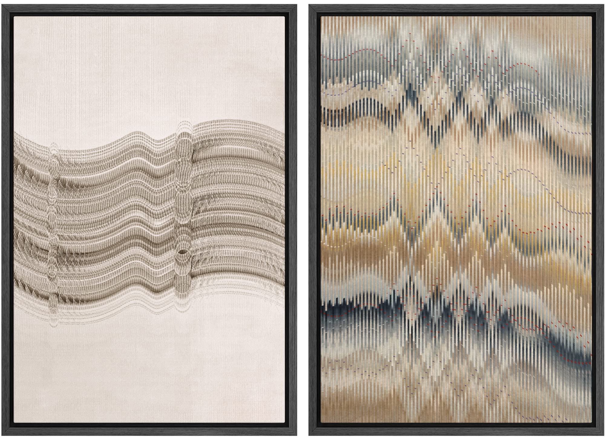 Signwin Framed Canvas Print Wall Art Set Multicolor Geometric Wave Pattern Abstract Shapes Illustrations Minimalism Decorative B