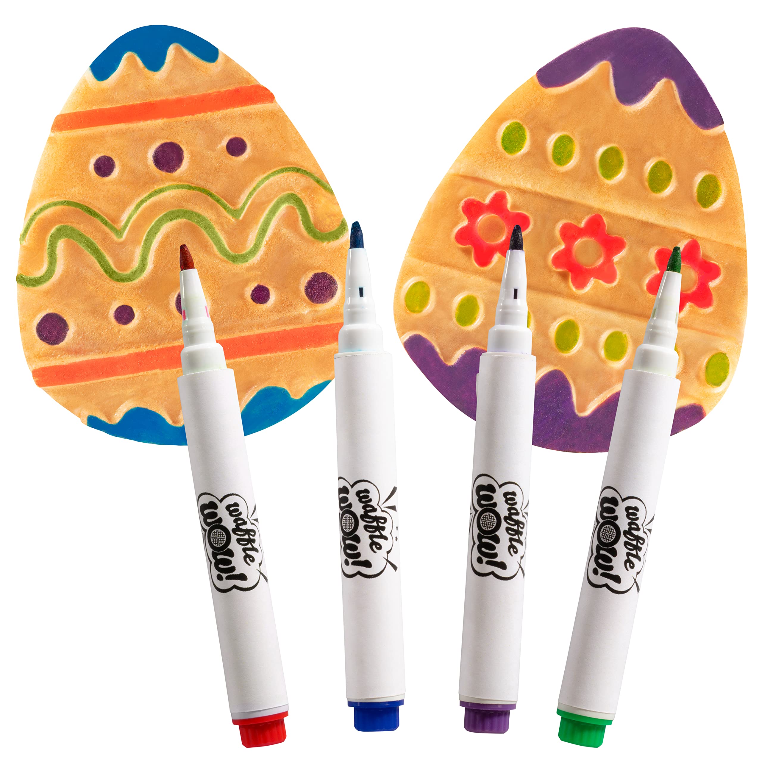 Mini Easter Egg Waffle Maker- Make Holiday Special W Cute Waffler Iron- Ready To Decorate Set Includes 4 Edible Food Markers W R
