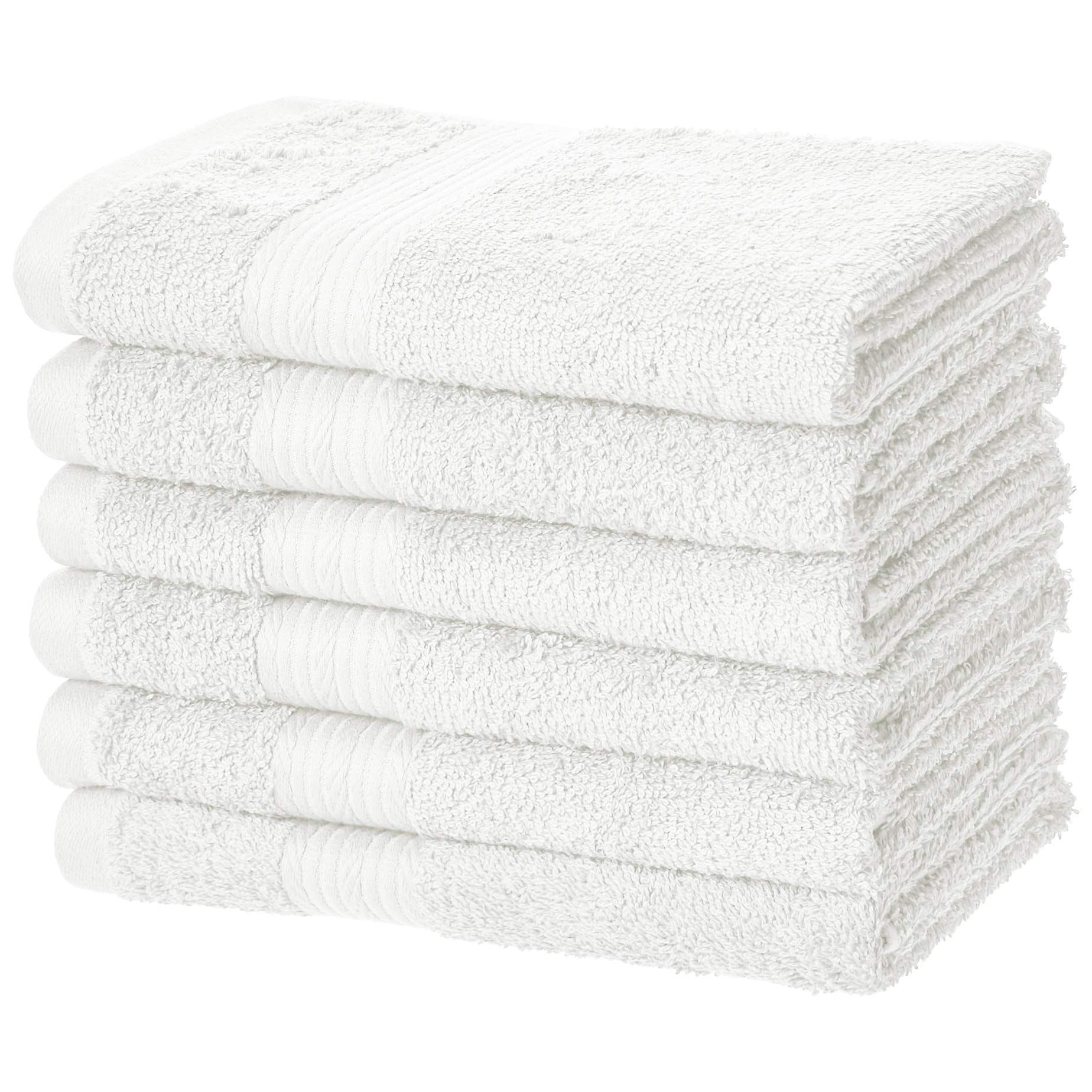 Amazon Basics 6 Piece Hand Towels For Bathroom, Fade Resistant 100% Cotton Hand Towels, Soft Absorbent Bathroom Hand Towels 6 -
