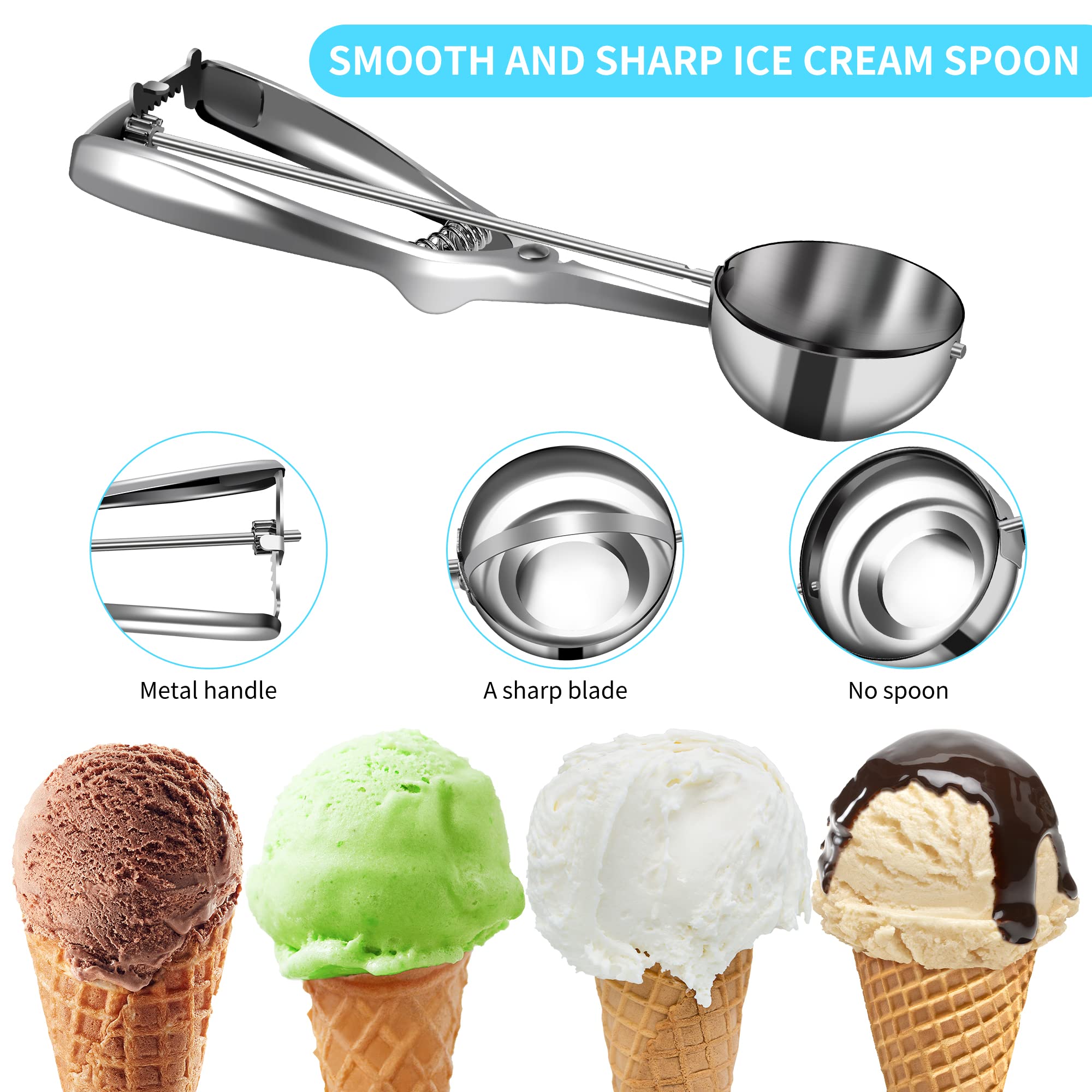 Cookie Scoop Set, Ice Cream Scoop Set With Multiple Size Trigger Small, Medium And Large Stainless Steel Cookie Scoops Set Of 3