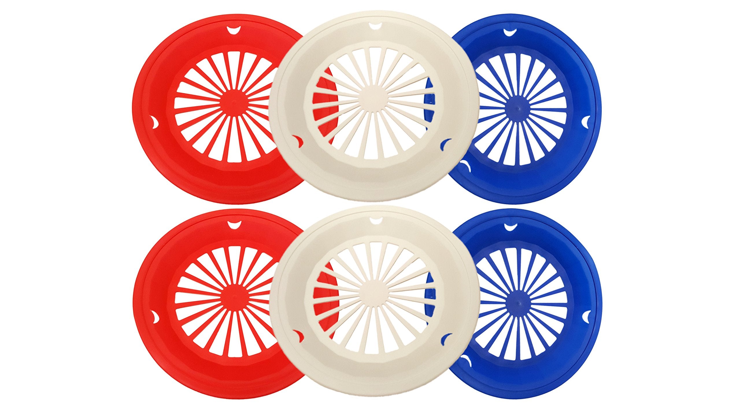 Set of 6 Patriotic Reusable Plastic Paper Plate Holders for 9 Plates, Red White and Blue Patriotic Colors, Perfect for 4th of Ju