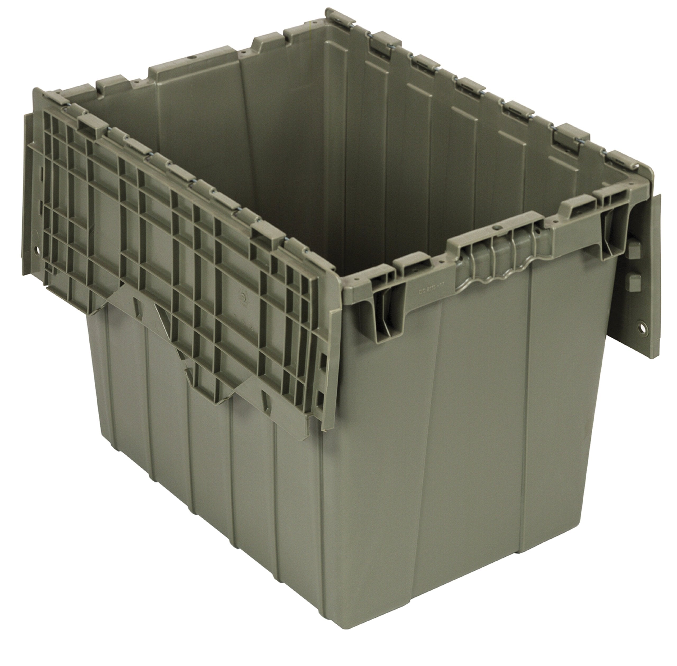 Quantum Qdc2115-17 Plastic Storage Container With Attached Flip-Top Lid, 21'' X 15'' X 17'', Gray