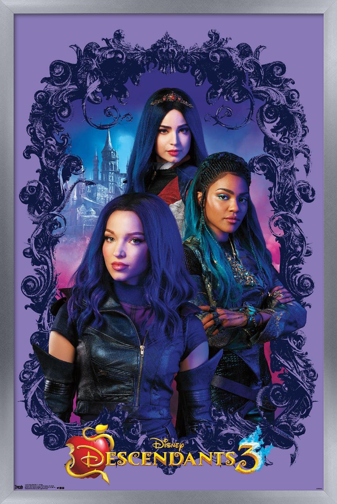 Trends International Disney Descendants 3 - Group Wall Poster, 14.725'' X 22.375'', Silver Framed Version