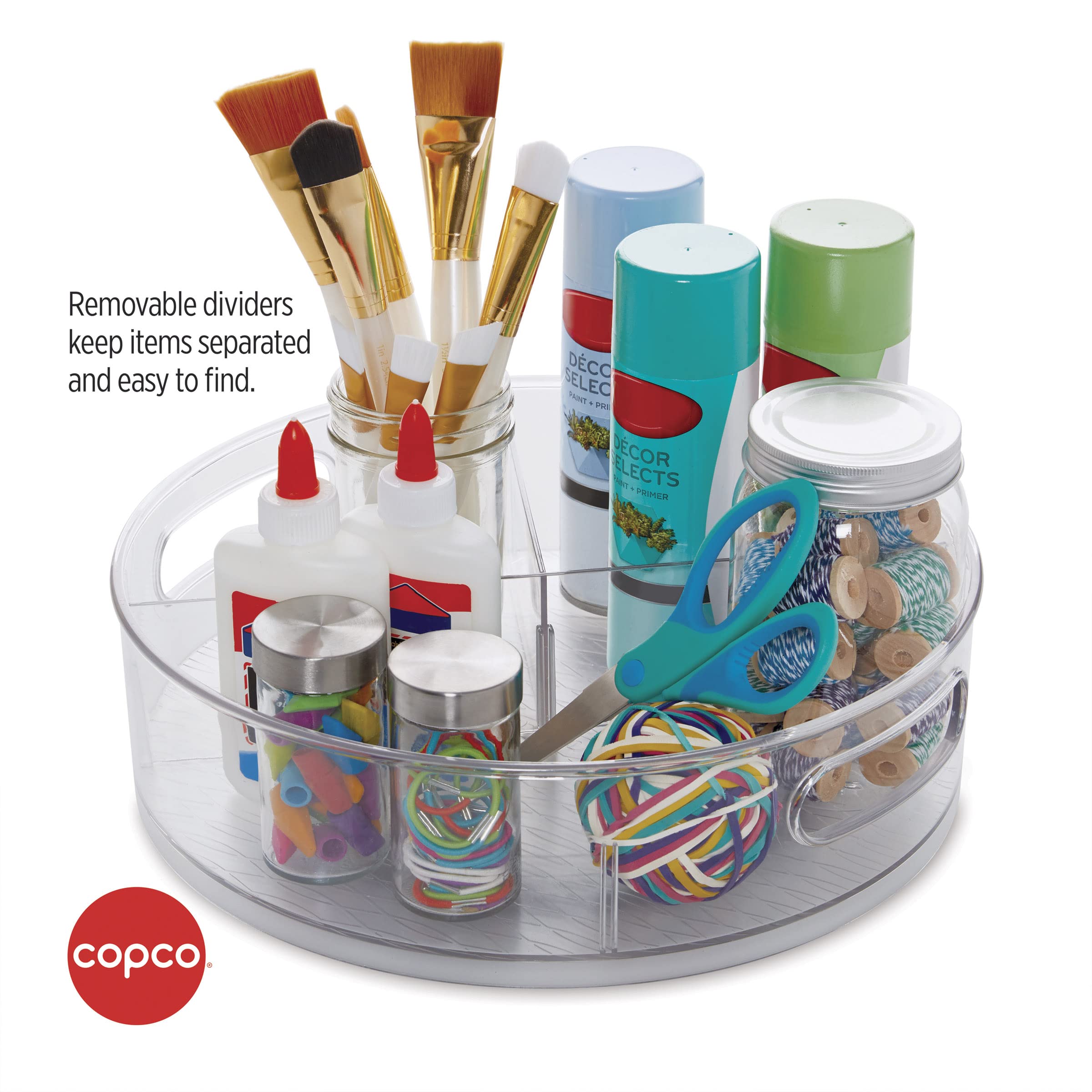 Copco Storage Turntable With Removable Dividers, 12 Inch, Clear