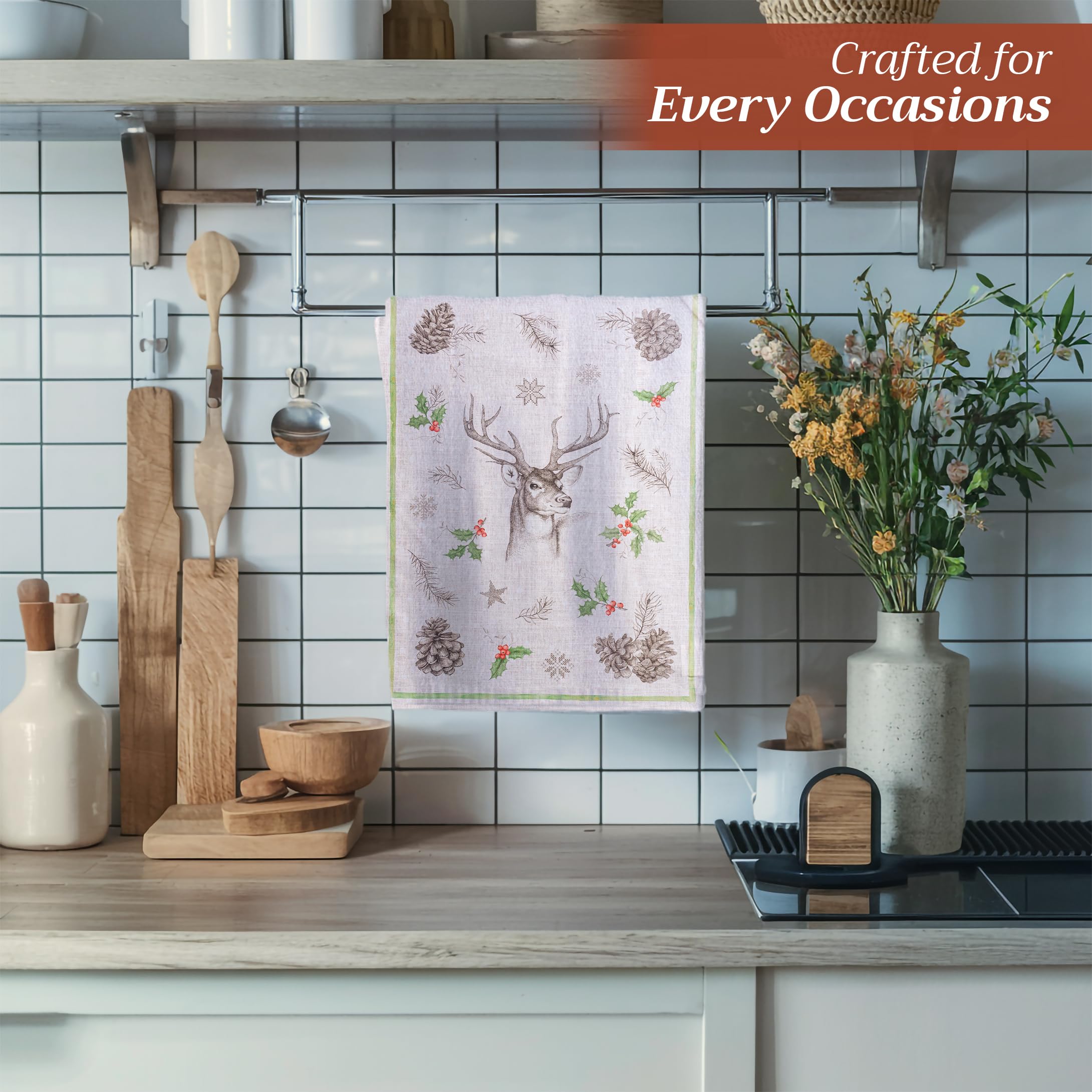 Maison D' Hermine Kitchen Towel 100% Cotton Quick Dry Cleaning Dishtowel For Gifts, Dining, Home, Wedding, Banquet, Buffet, Chri