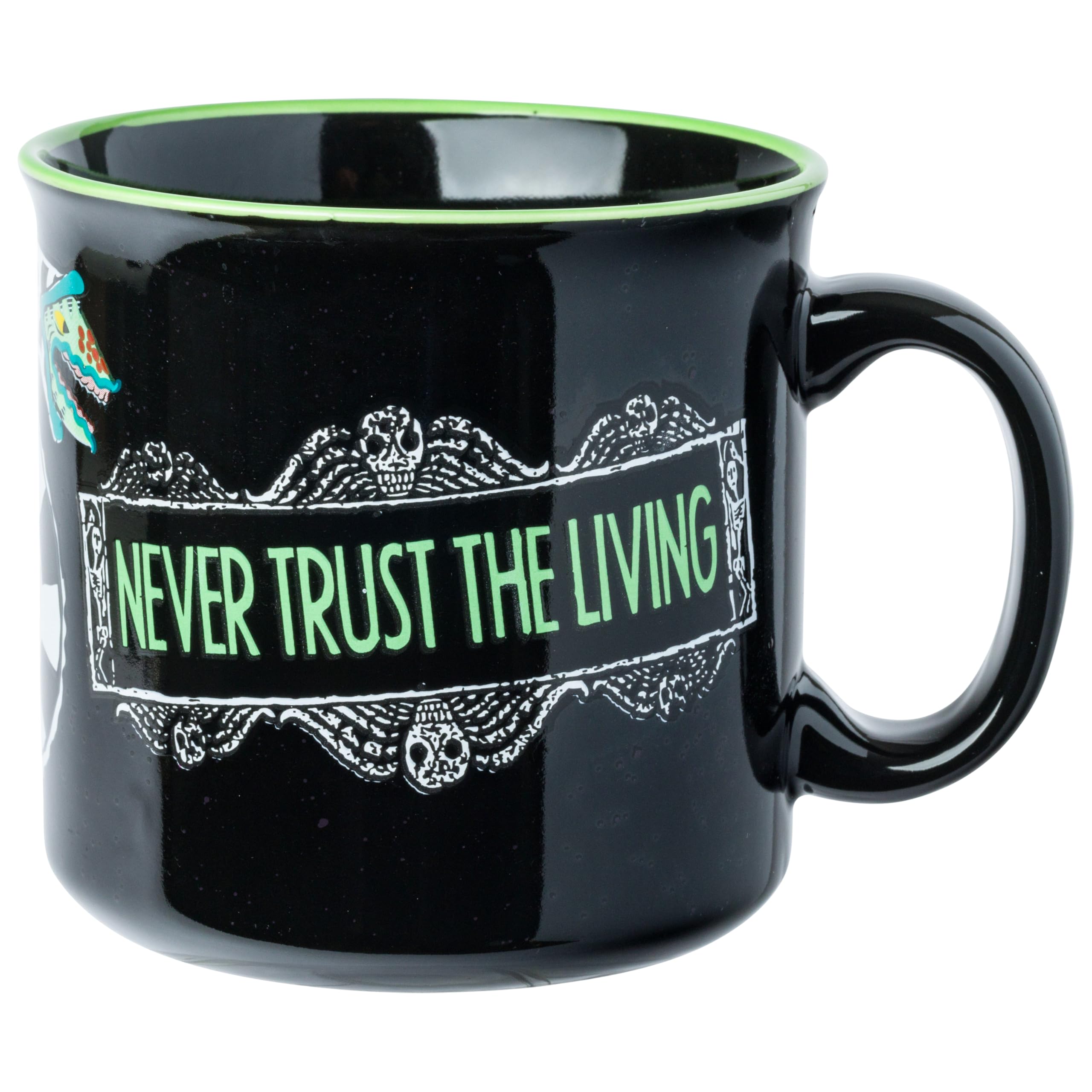 Silver Buffalo Beetlejuice Sandworm Never Trust the Living    Ceramic Camper Mug, 20 Ounces