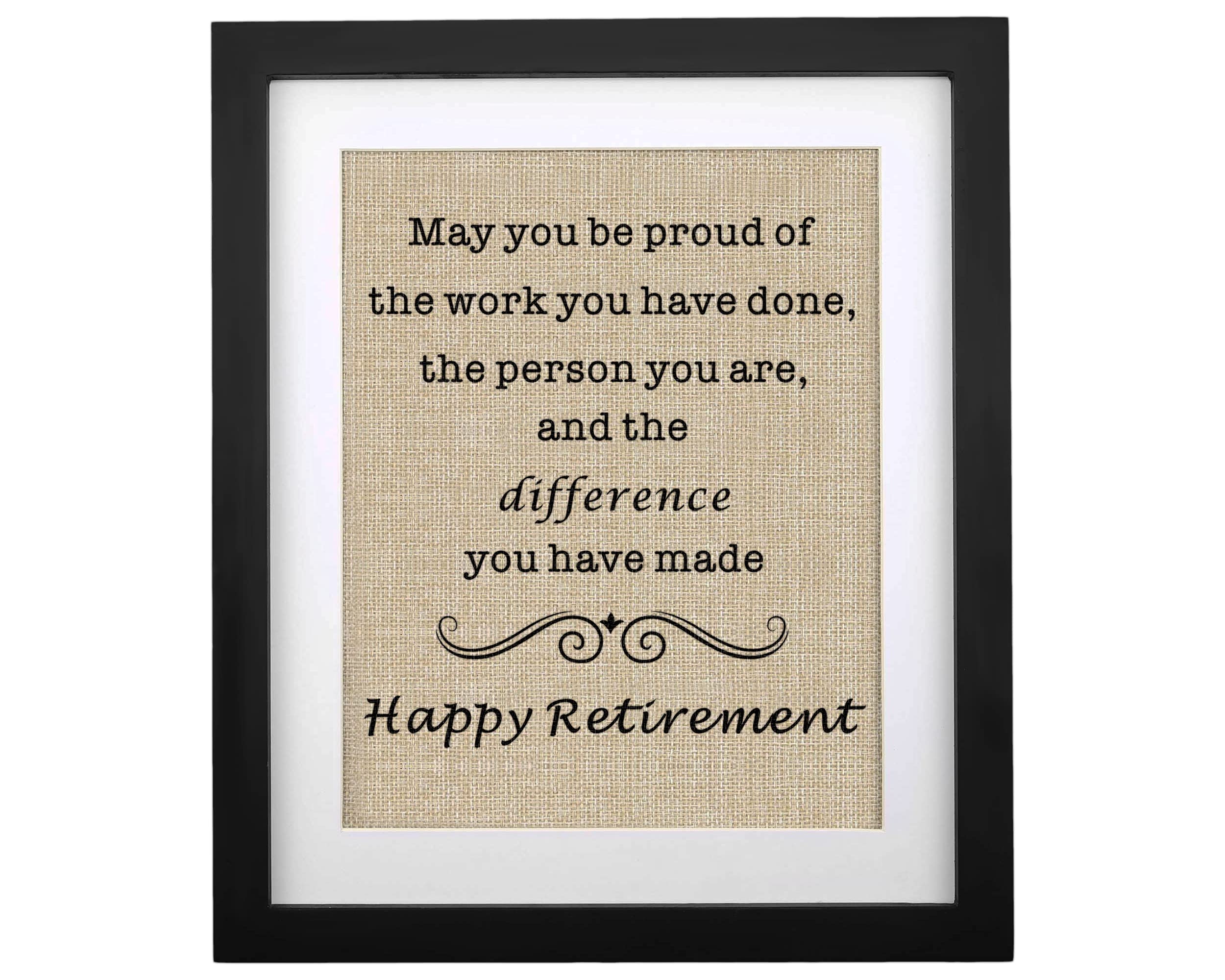 Faceinse Framed Retirement Burlap Print, Happy Retirement Gifts For Women Men, - Retirement Gifts, Retirement Appreciation Gifts