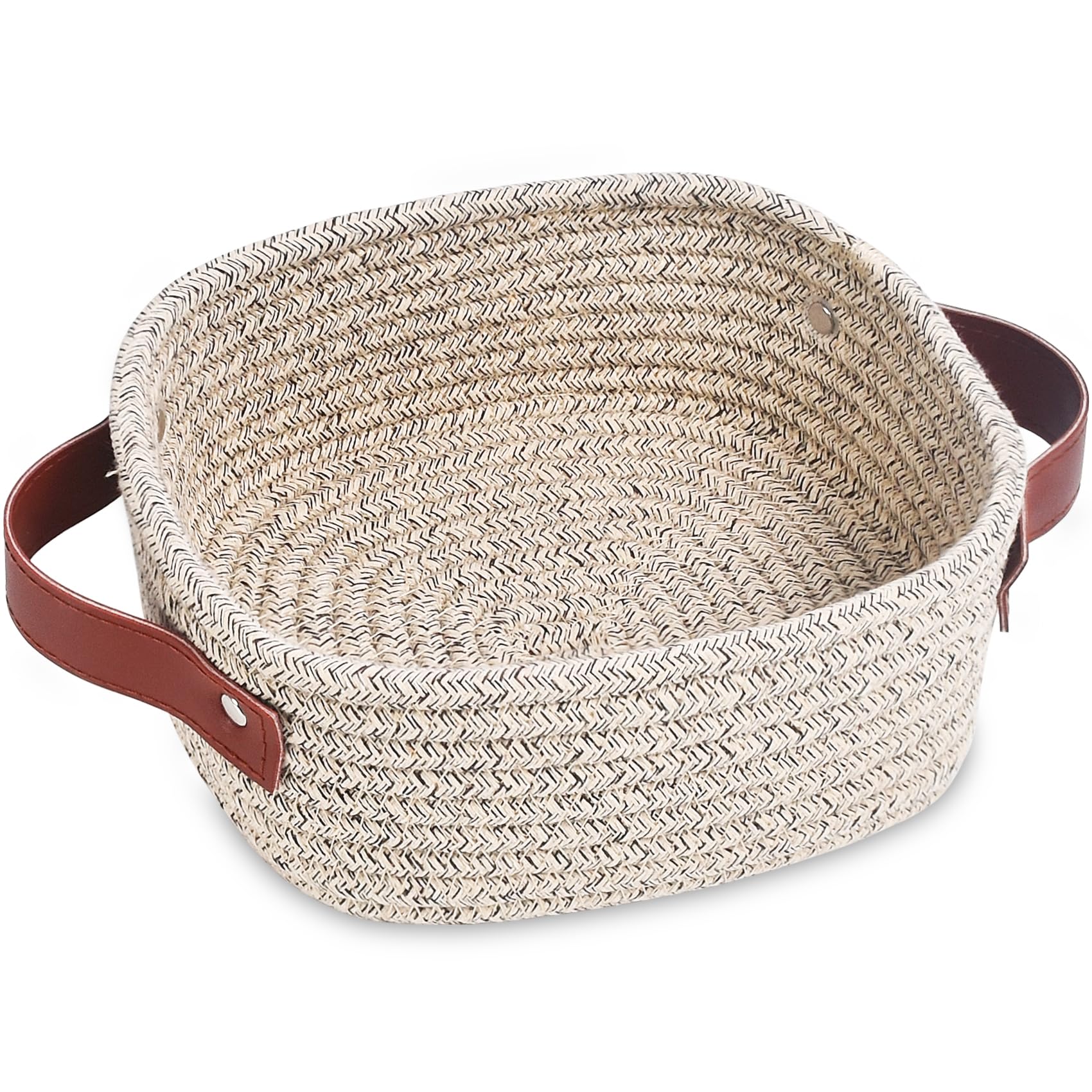 Abenkle Small Storage Basket, Mini Basket, Cute Tiny Cotton Rope Woven Basket, Square Shelf Basket, Boho Decorative Toy Dog Cat