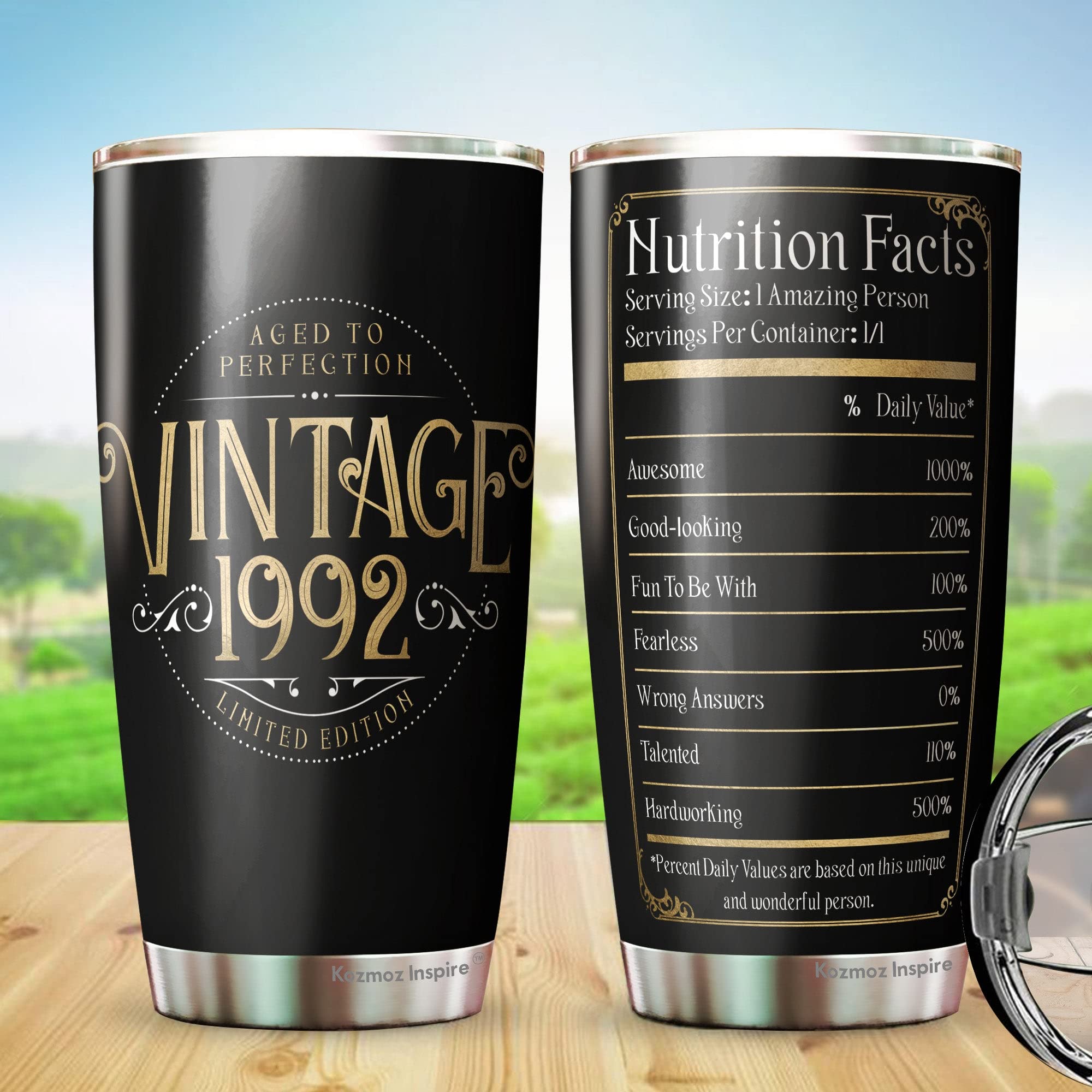 Kozmoz Inspire 30Th Birthday Tumbler Gifts For Women Men - 1992 Nutrition Facts Tumbler 20Oz - 30Th Birthday Decorations For Her