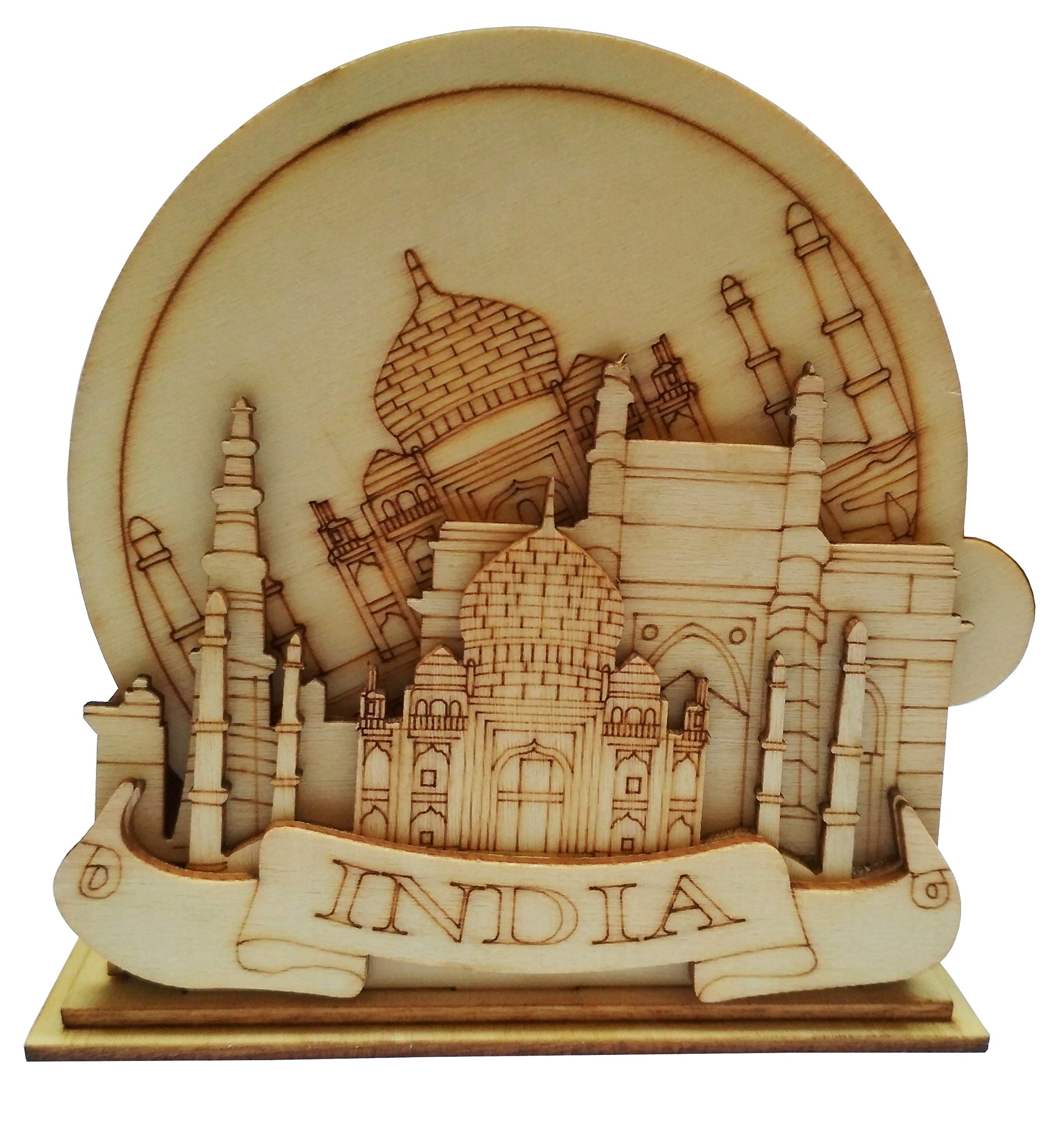 Purpledip Wooden Coasters Set Of 5: Taj Mahal (11669)