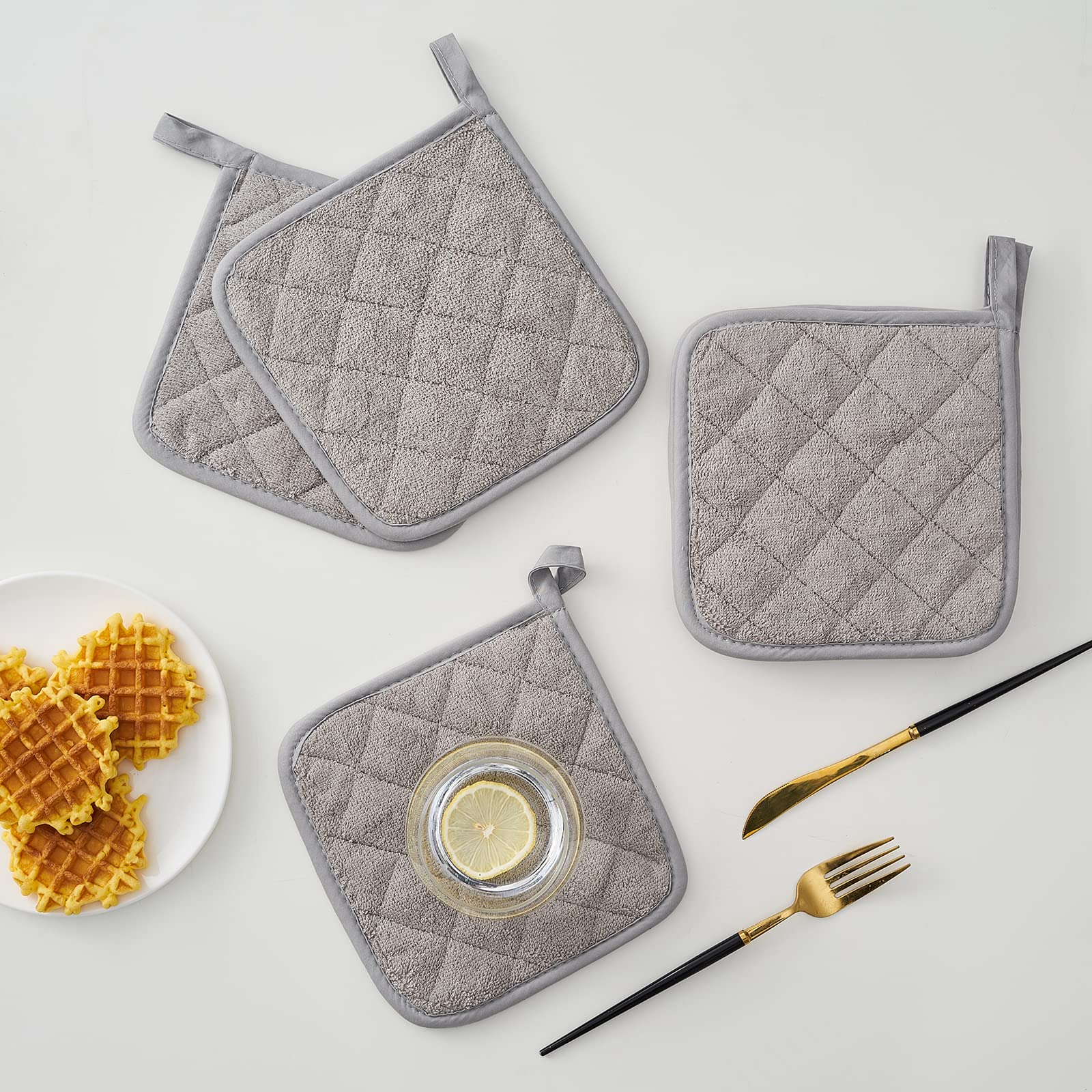 Kitchen Pot Holders Set Heat Resistant Pure Cotton Potholders Kit Trivets Large Coasters Hot Pads Terry Pot Holders For Everyday