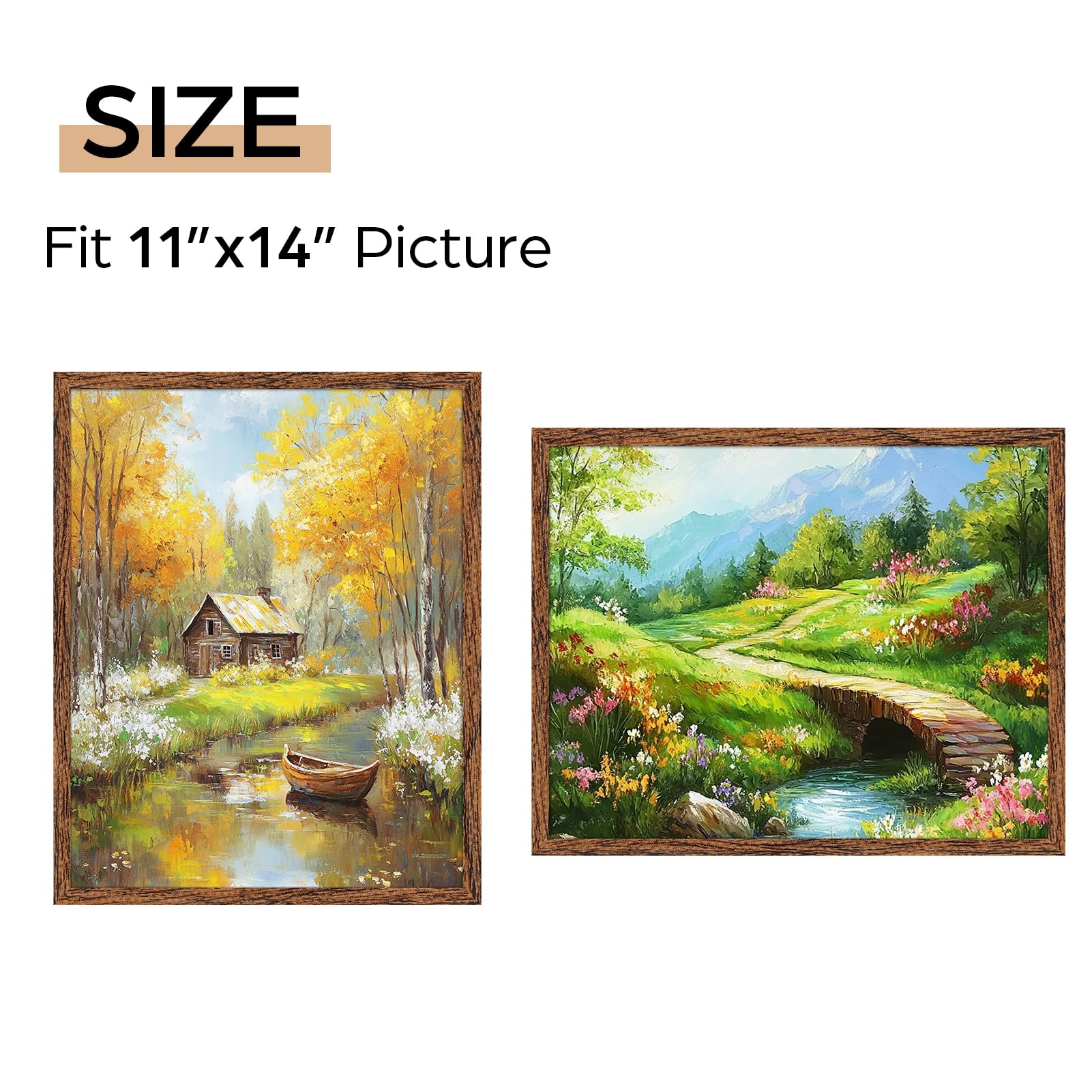 Giftgarden 11x14 Picture Frame Walnut Brown, 11 by 14 Thin Photo Frame for Wall Tabletop Display, Single