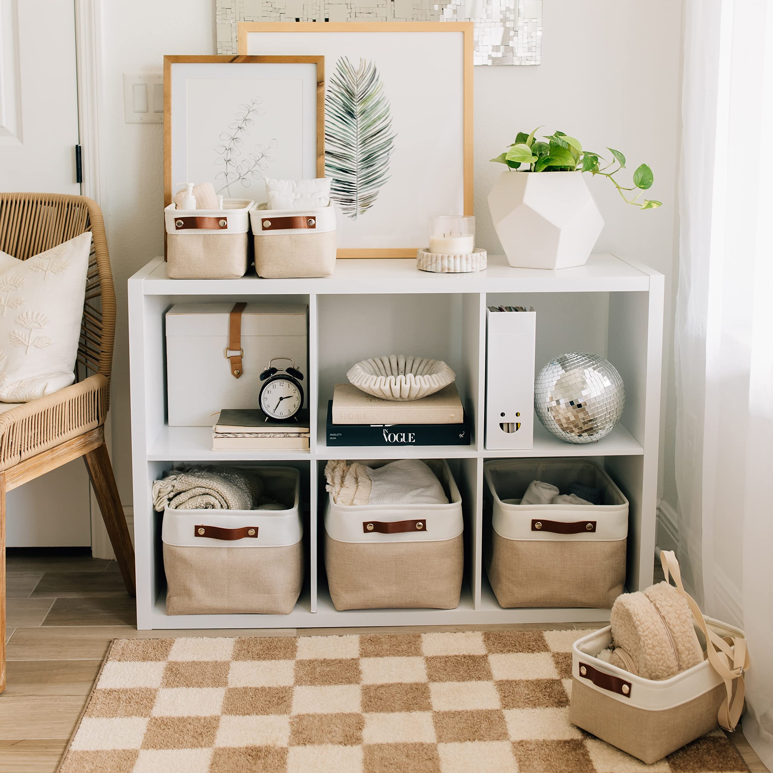 Organihaus Large Fabric Storage Baskets For Shelves 3 Pack | 15X11In Cloth Storage Bins For Shelves | Closet Baskets For Organiz