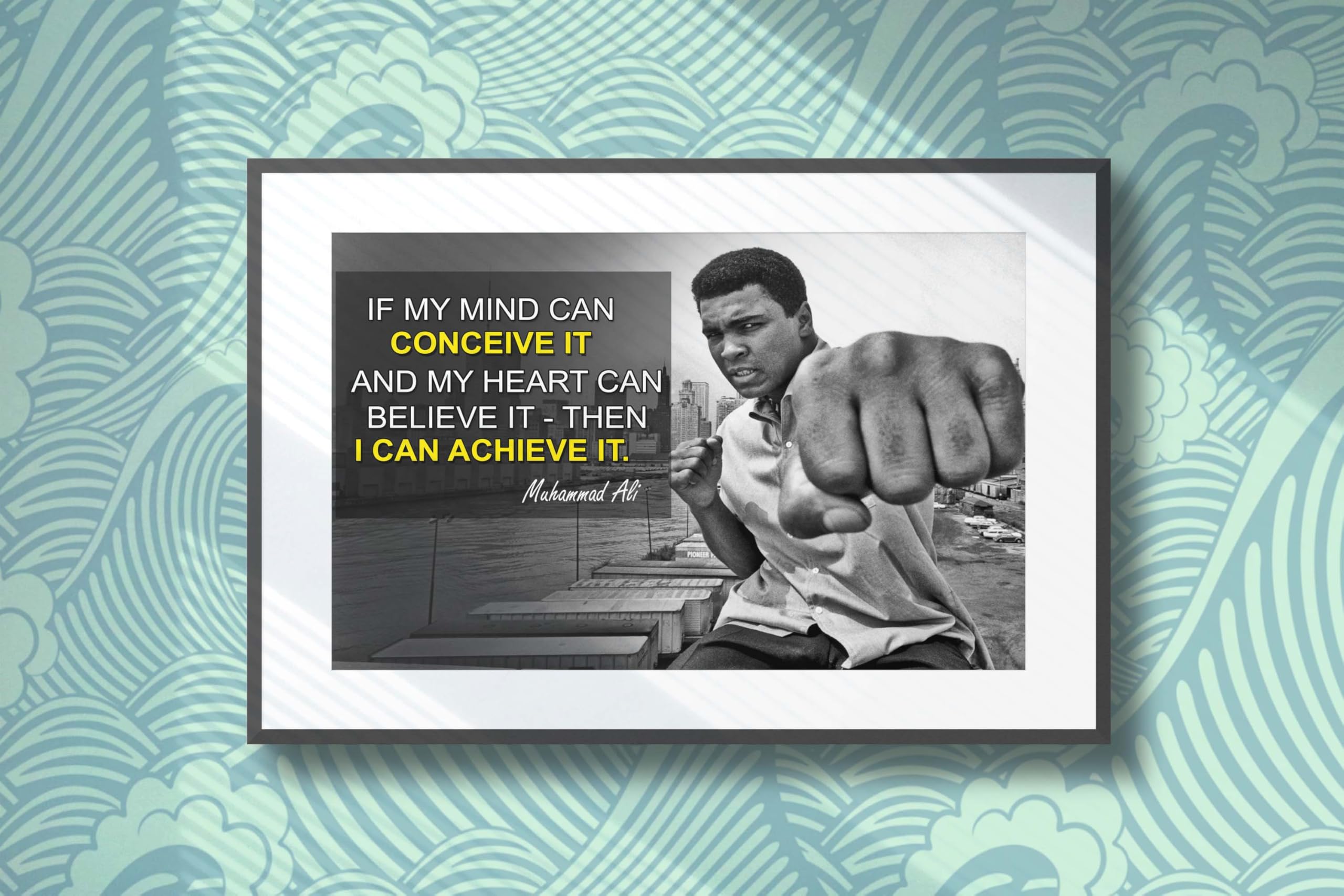 Muhammad Ali Poster Quote Boxing Black History Month Posters Sports Quotes Decorations Growth Mindset D?cor Learning Classroom Teachers Decoration Educational Teaching Supplies Black Wall Art P045