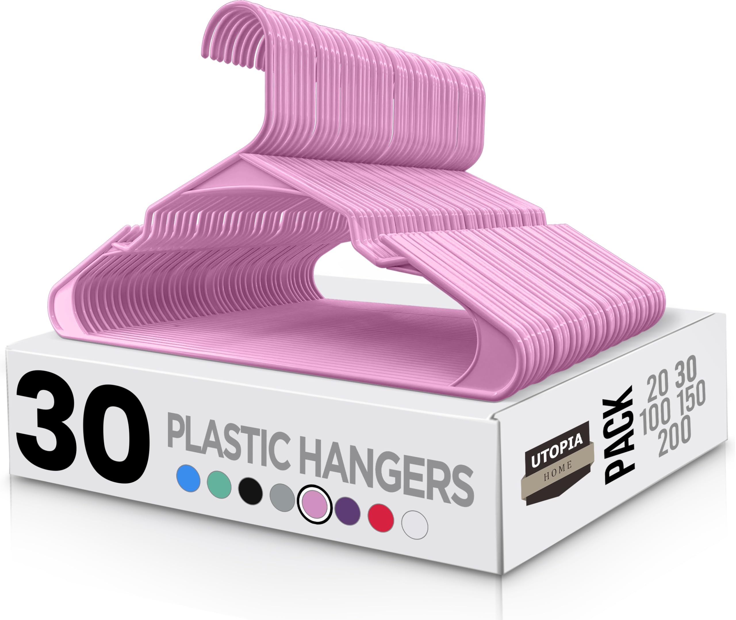 Utopia Home Plastic Hangers 30 Pack - Perfect Space Saving Clothes Hanger - Durable and Strong - Perfect Closet Organizers with 