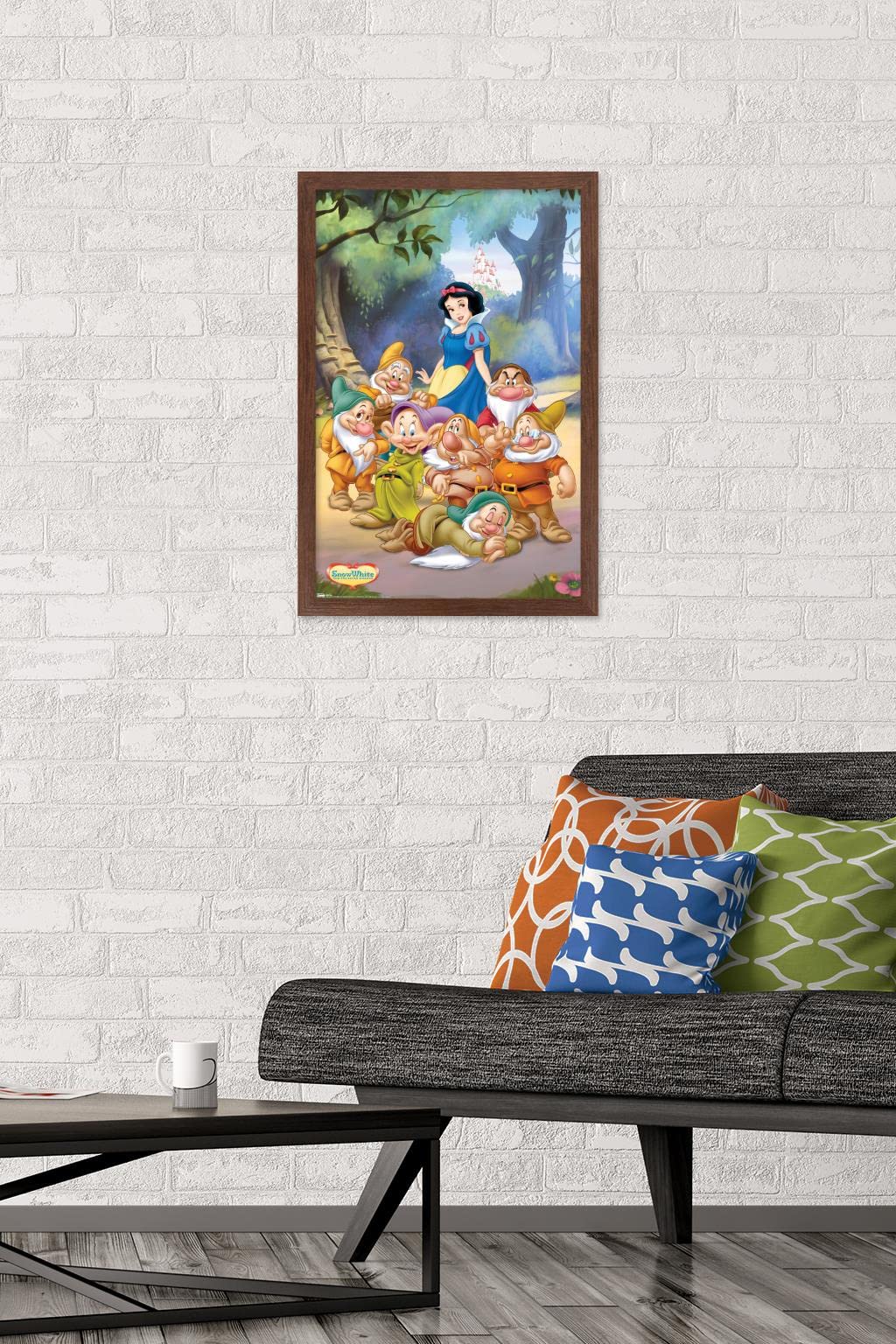 Trends International Disney Snow White And The Seven Dwarfs - Group Wall Poster, 14.725'' X 22.375'', Mahogany Framed Version
