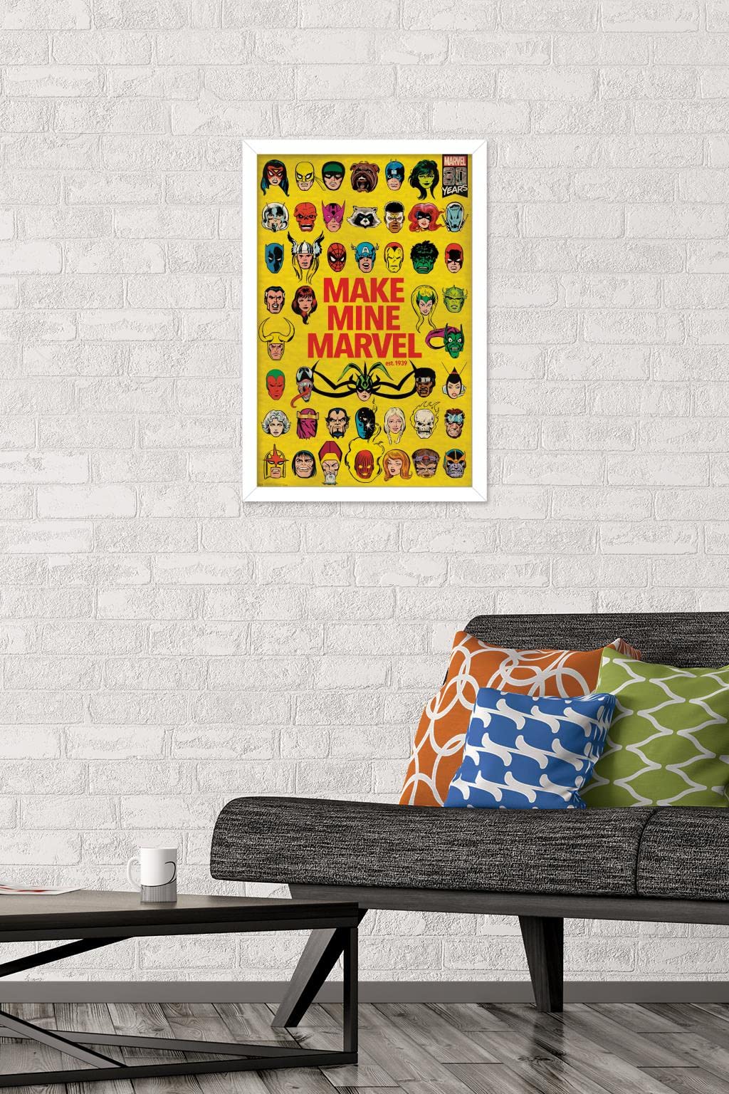 Trends International Marvel Comics - Marvel 80Th Anniversary - Group Wall Poster, 14.725'' X 22.375'', White Framed Version