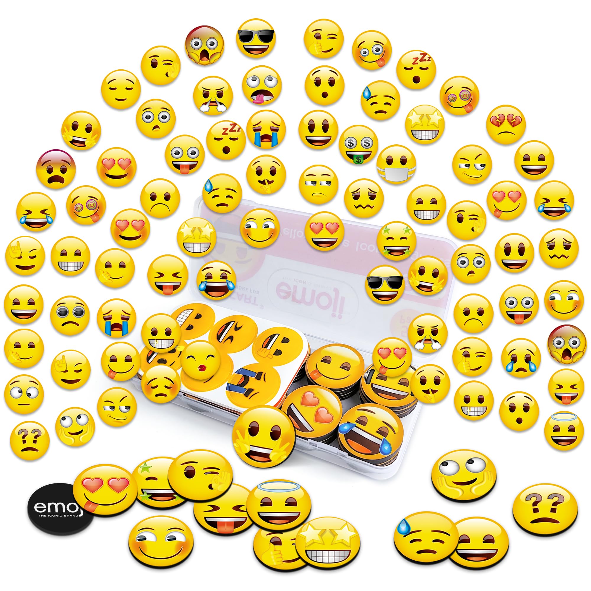M MORCART Emoji Magnets - 54 Pcs Decorative Fridge Magnets, Cute & Fun for Home, Kitchen, Office, School, Gift, Model EM-001